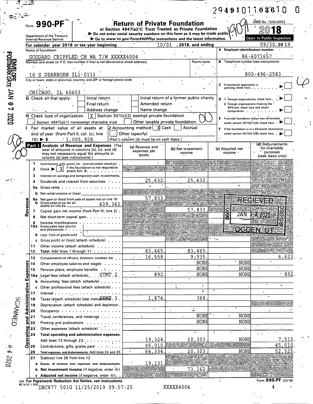 Image of first page of 2018 Form 990PR for Goddard Crippled CH Wa TW XXXXX4004