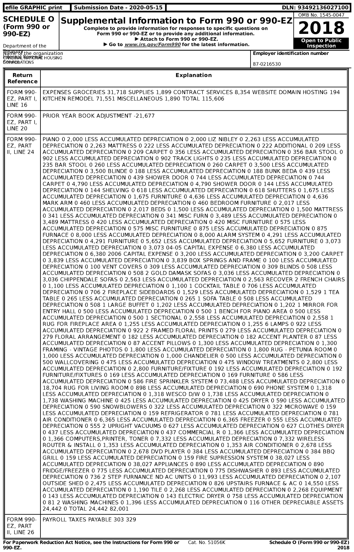 Image of first page of 2018 Form 990EZ for XI Alpha House Corporations