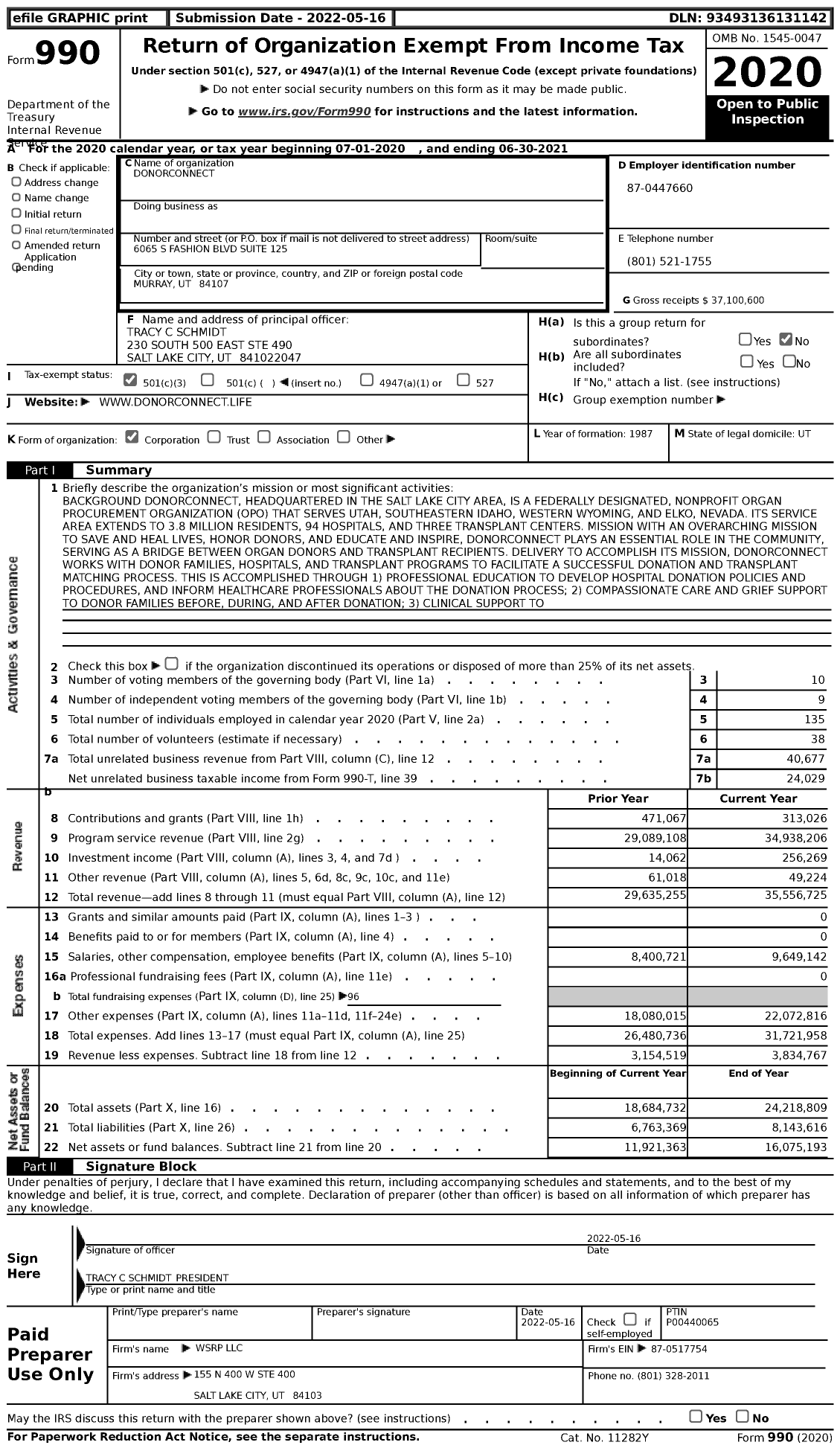 Image of first page of 2020 Form 990 for DonorConnect (IDS)