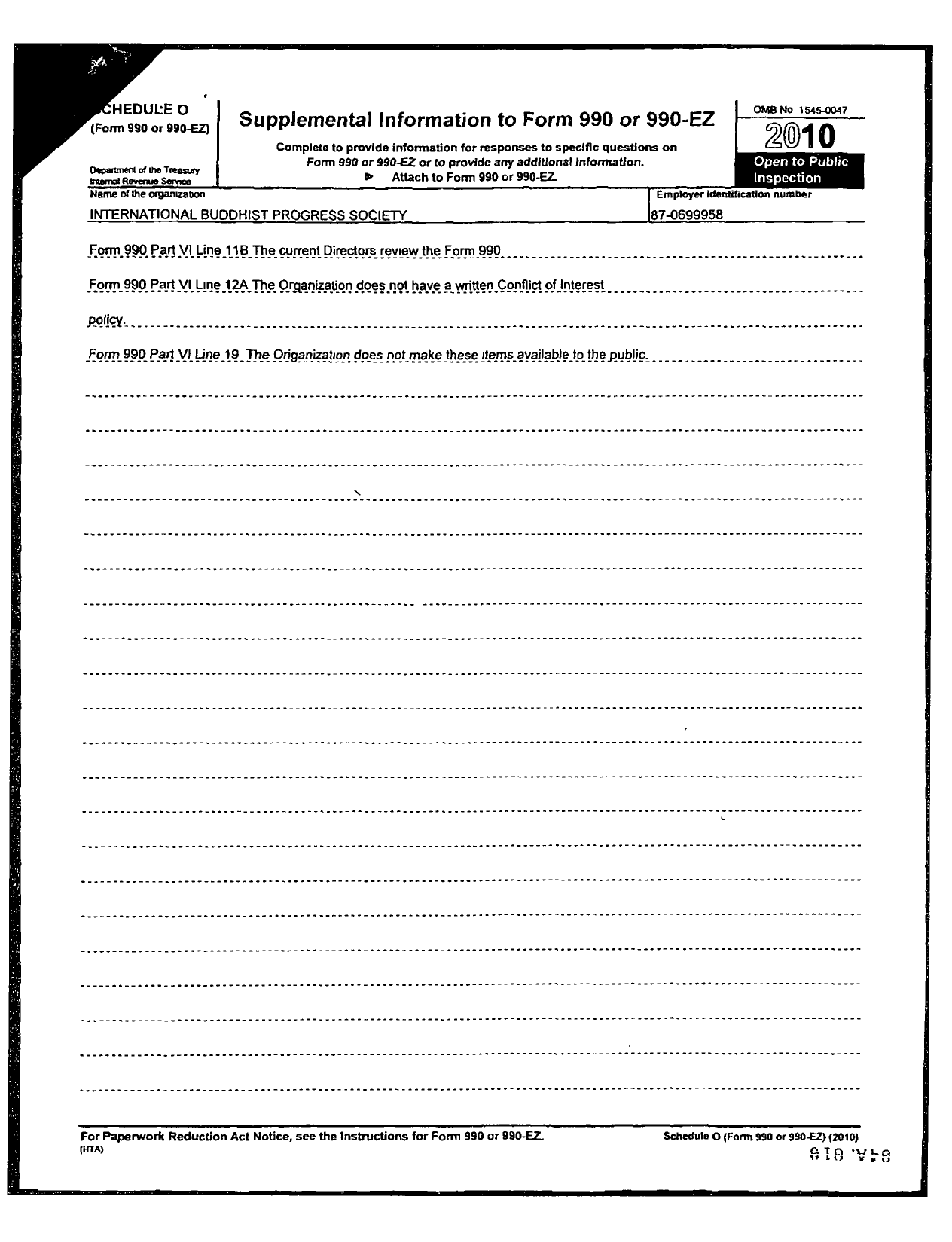 Image of first page of 2010 Form 990R for International Buddhist Progress Society at Chicago