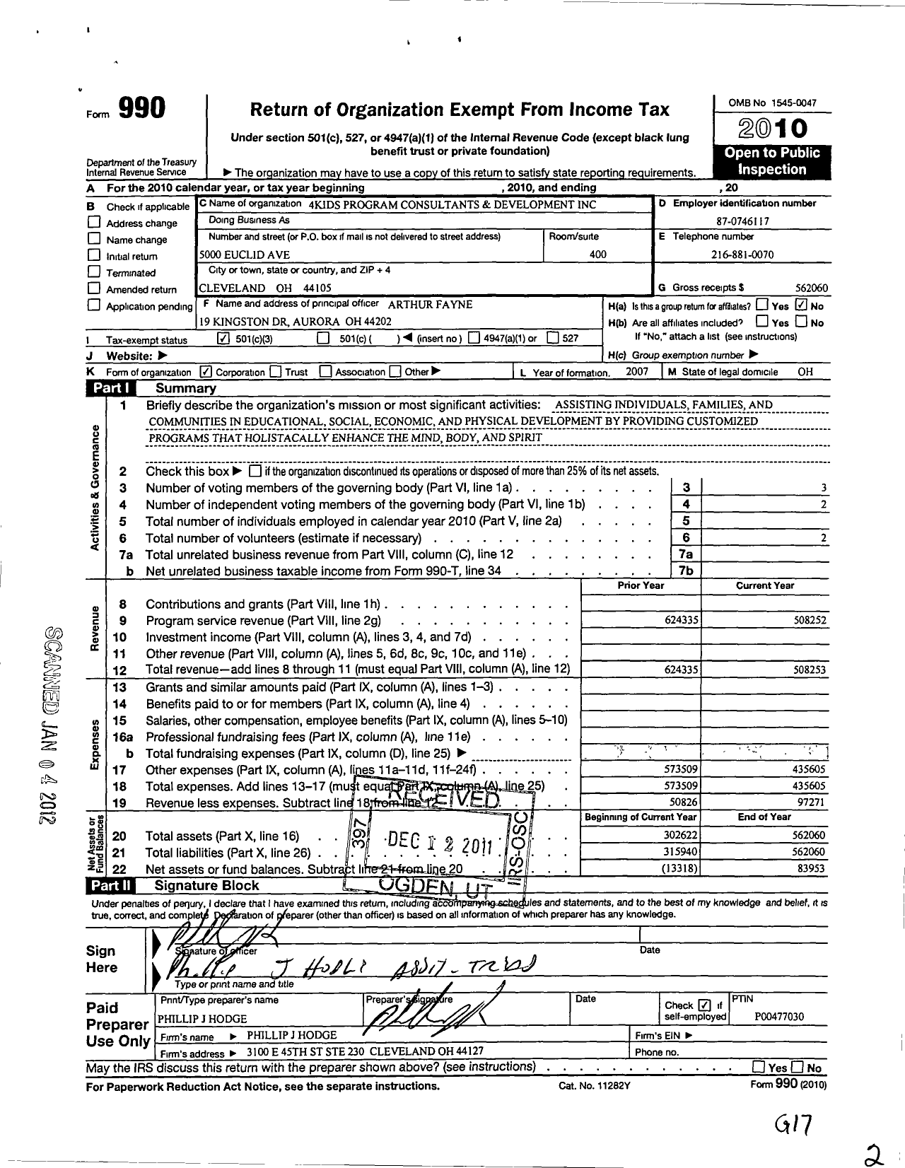 Image of first page of 2010 Form 990 for 4kids Program Consultants and Development Group