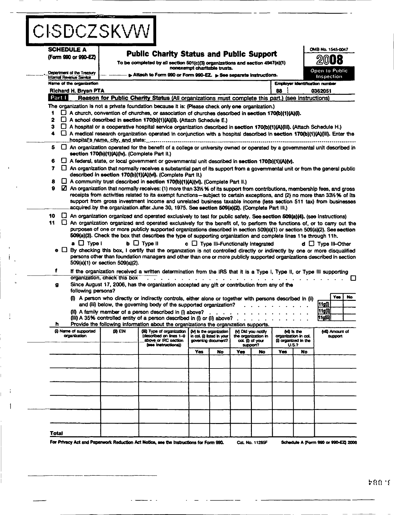 Image of first page of 2008 Form 990EZ for PTA Nevada Congress / Richard H Bryan PTA