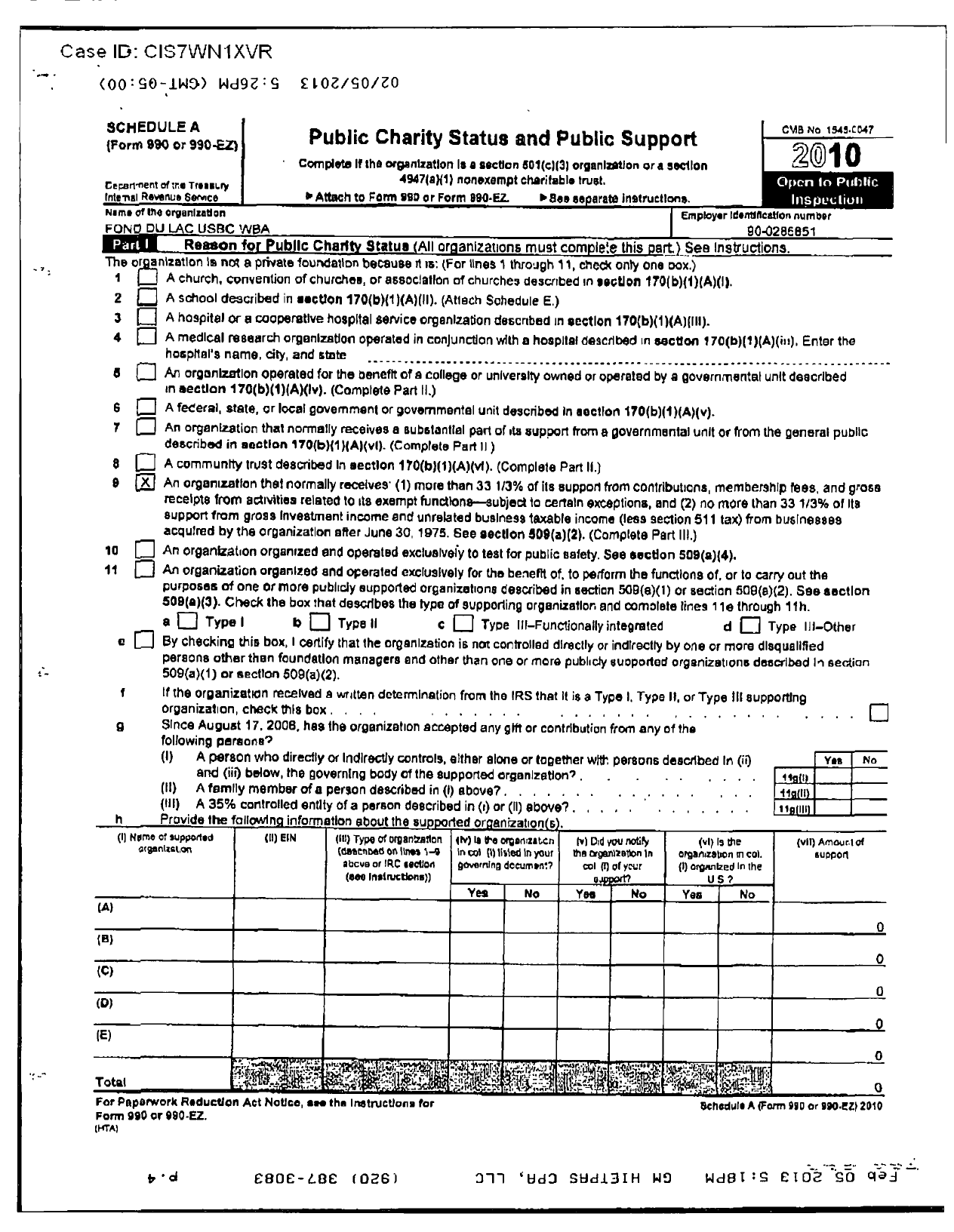 Image of first page of 2010 Form 990ER for United States Bowling Congress - 86688 Fond Du Lac Usbc