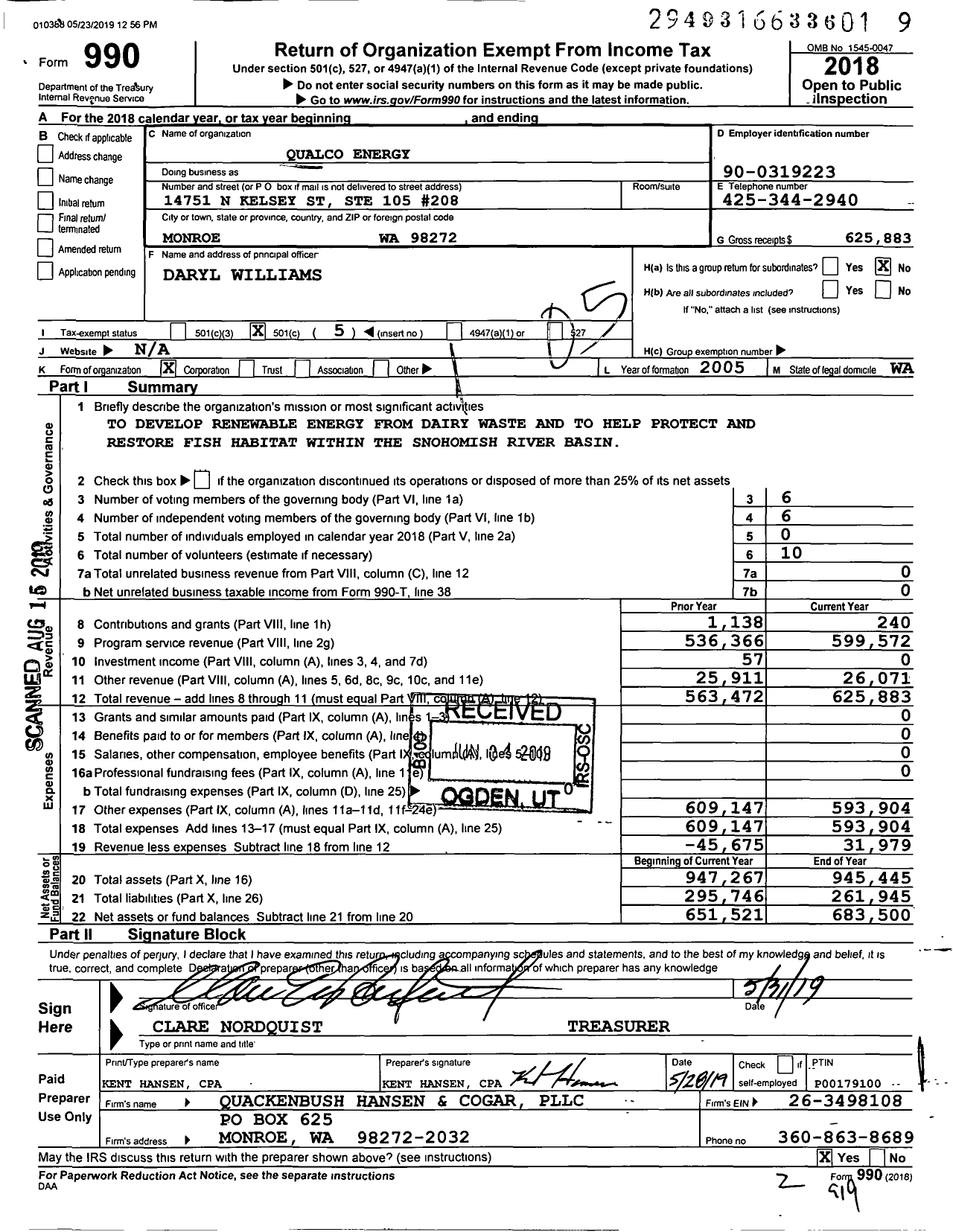 Image of first page of 2018 Form 990O for Qualco Energy