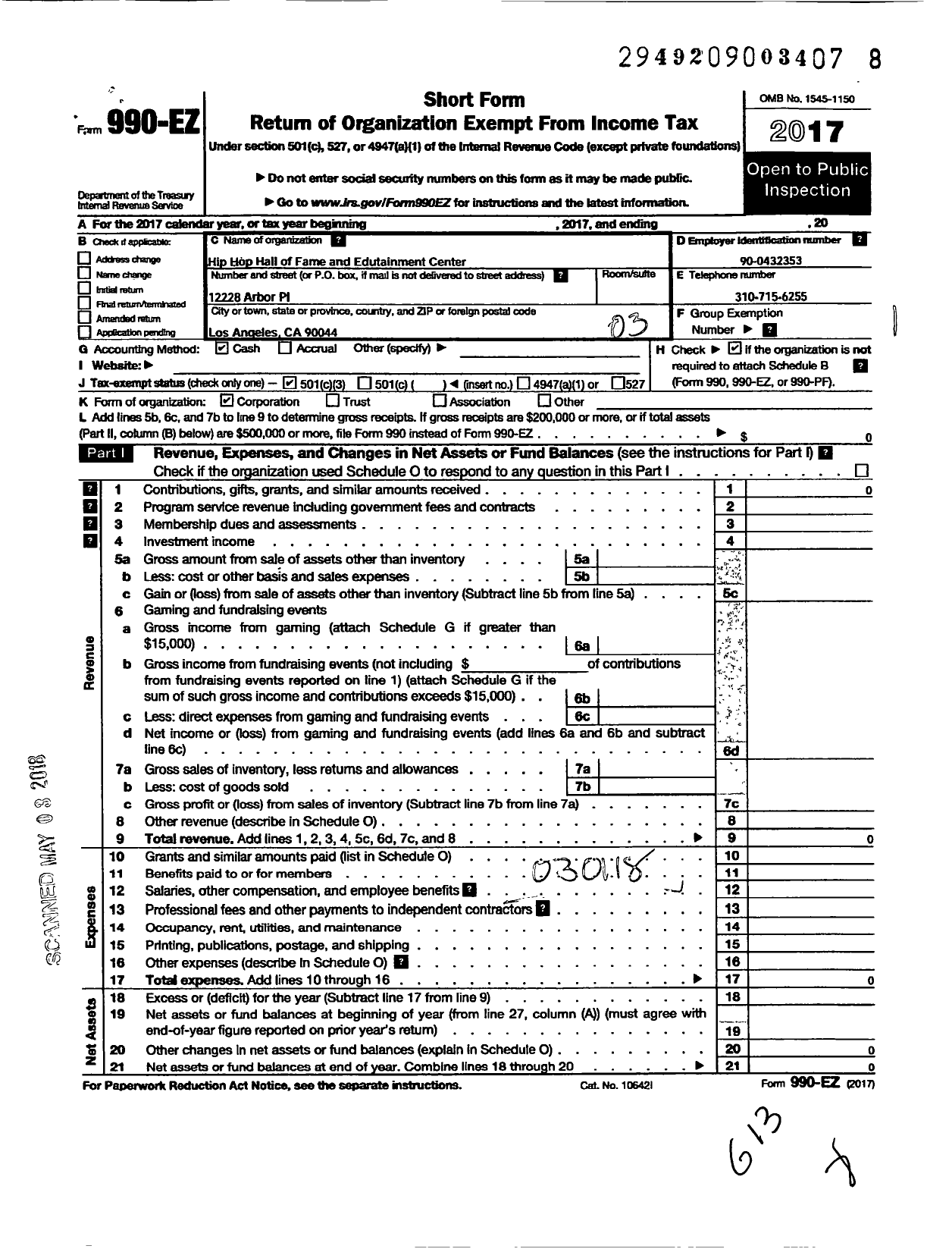 Image of first page of 2017 Form 990EZ for Lyrical Revolution