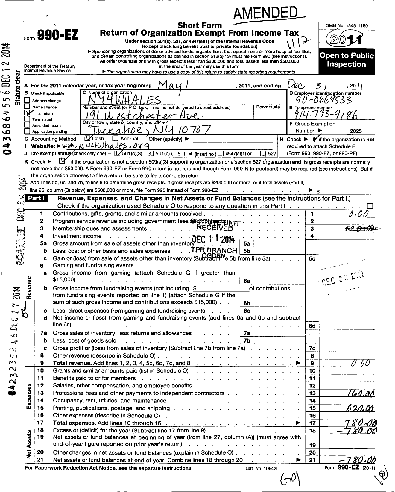 Image of first page of 2011 Form 990EO for Ny4whales