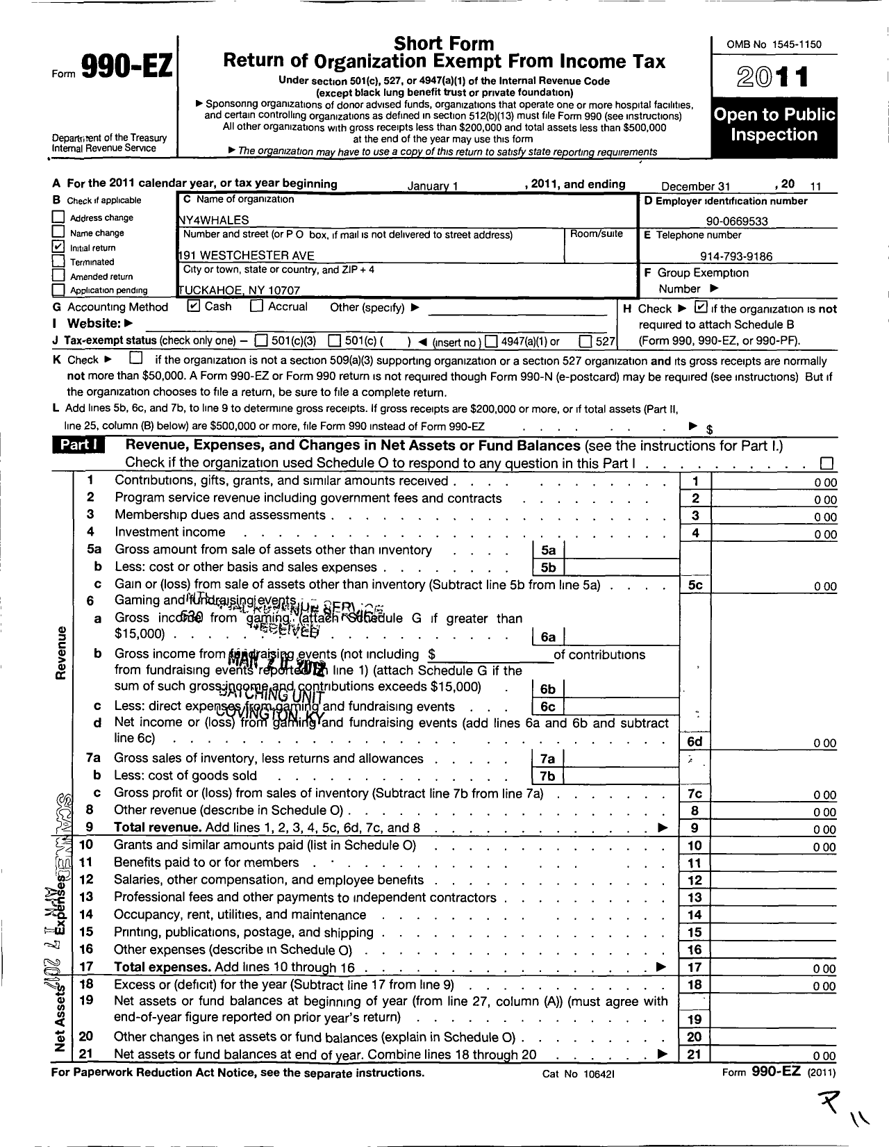 Image of first page of 2011 Form 990EO for Ny4whales