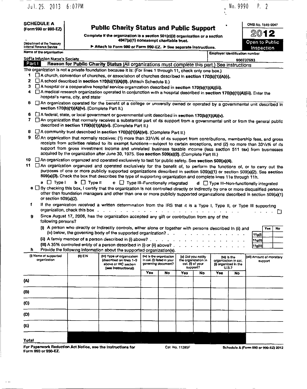 Image of first page of 2012 Form 990ER for Infusion Nurses Society / Sofla Ins Chapter