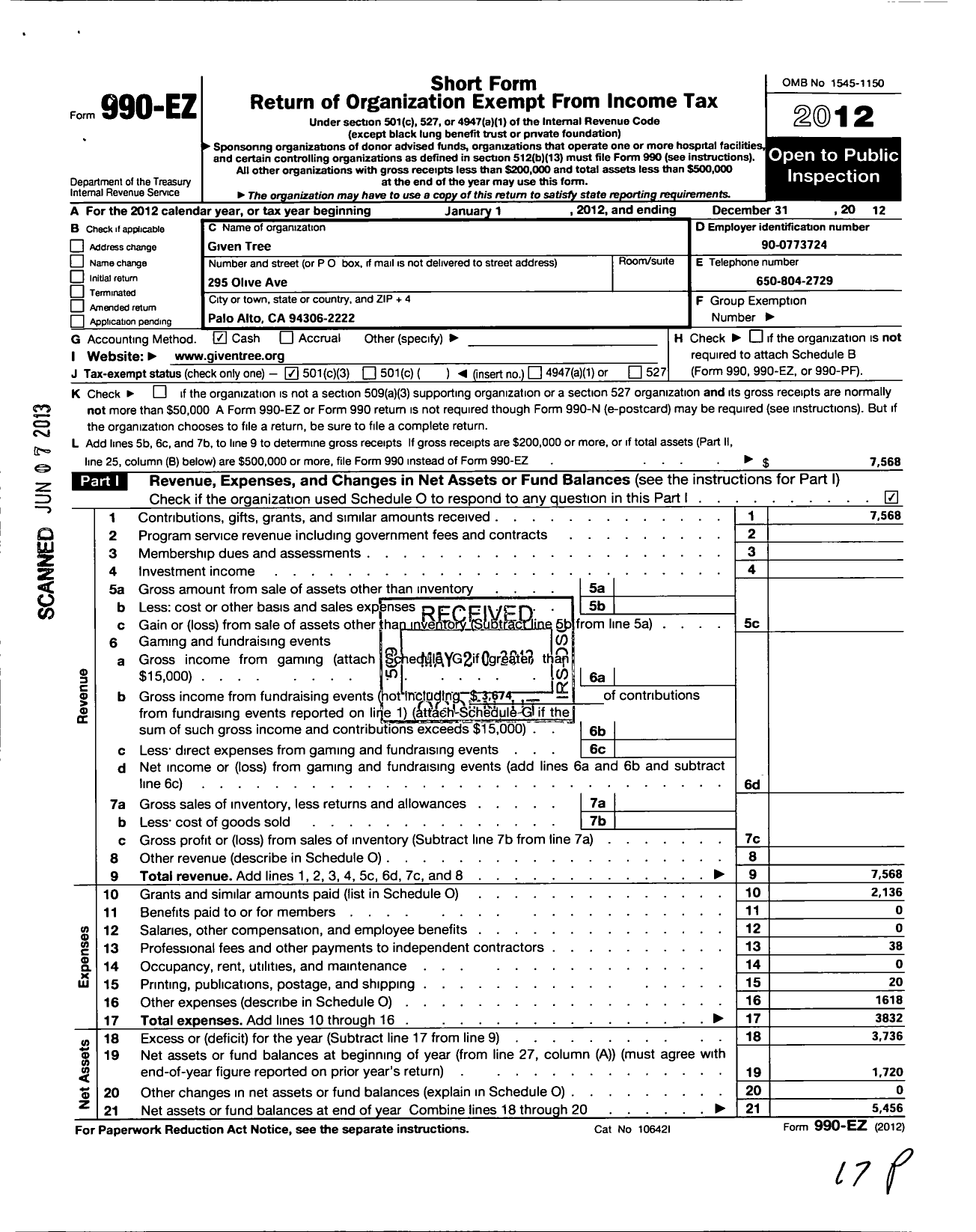 Image of first page of 2012 Form 990EZ for WikiCharities