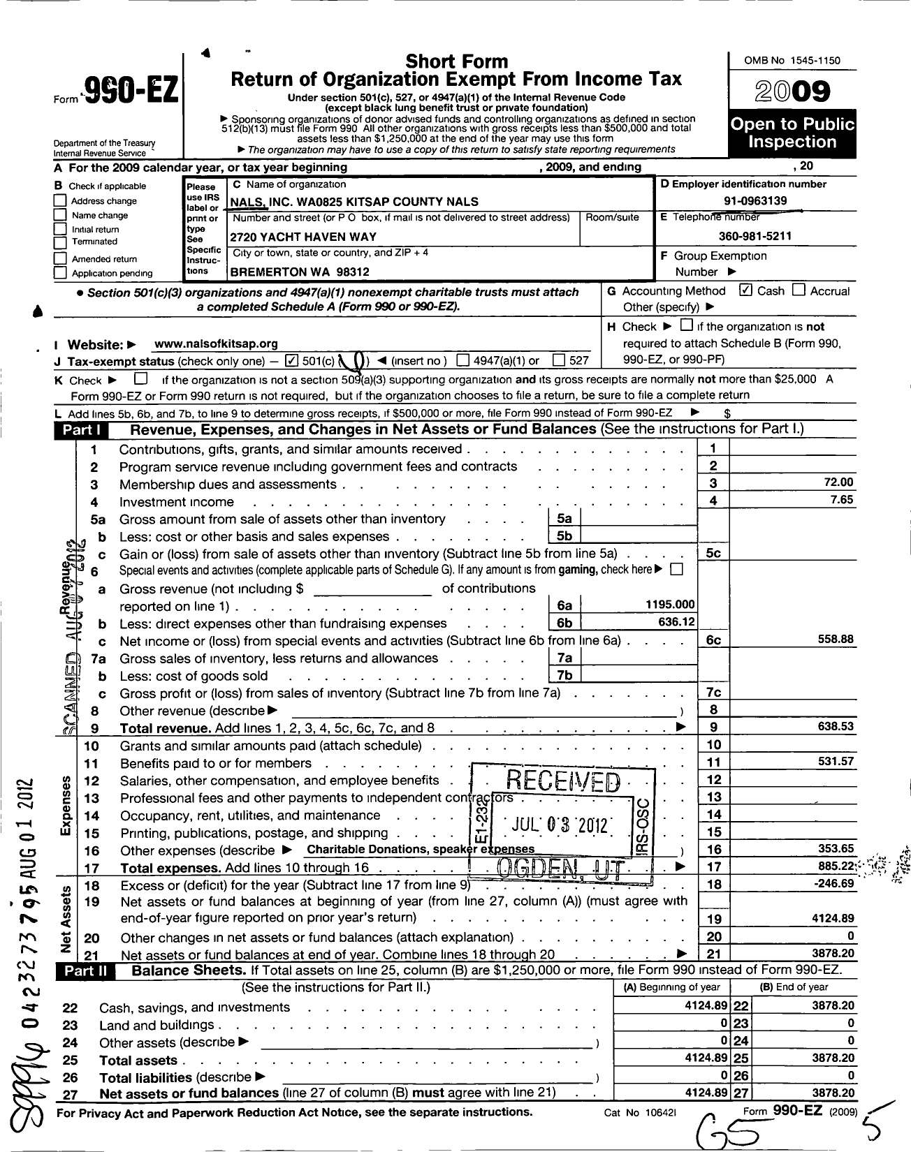 Image of first page of 2009 Form 990EO for Nals