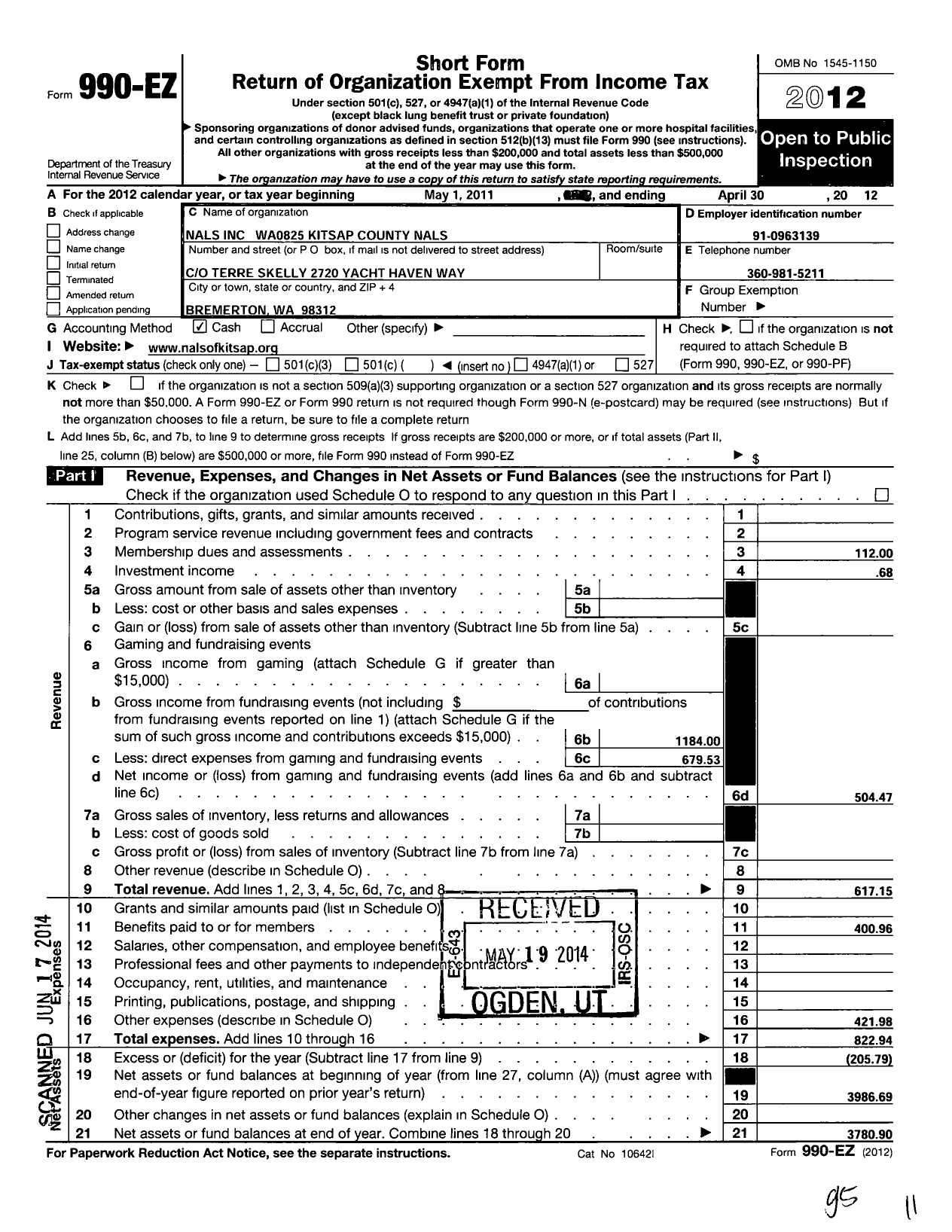 Image of first page of 2011 Form 990EO for Nals