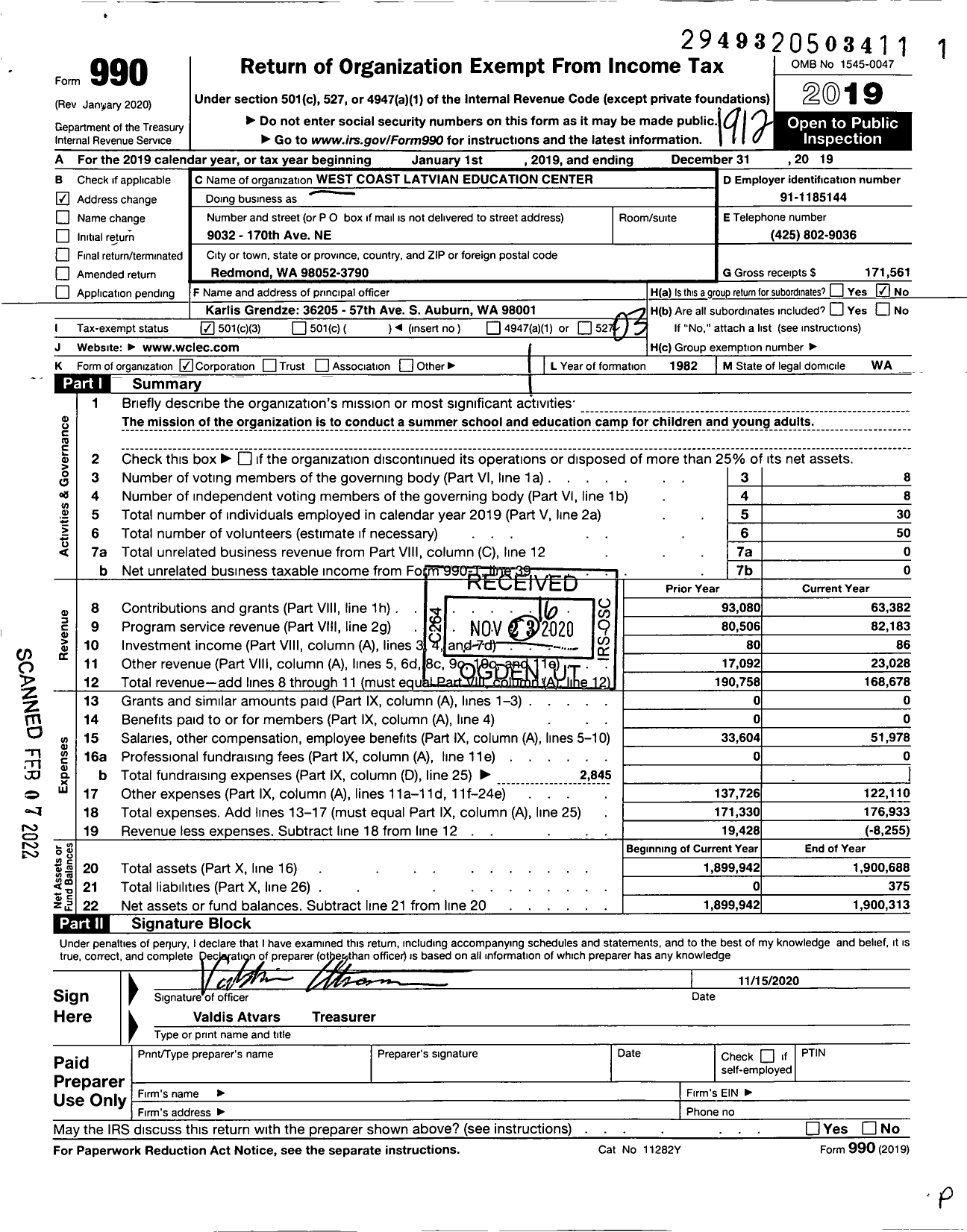 Image of first page of 2019 Form 990 for Kursa Mezotne