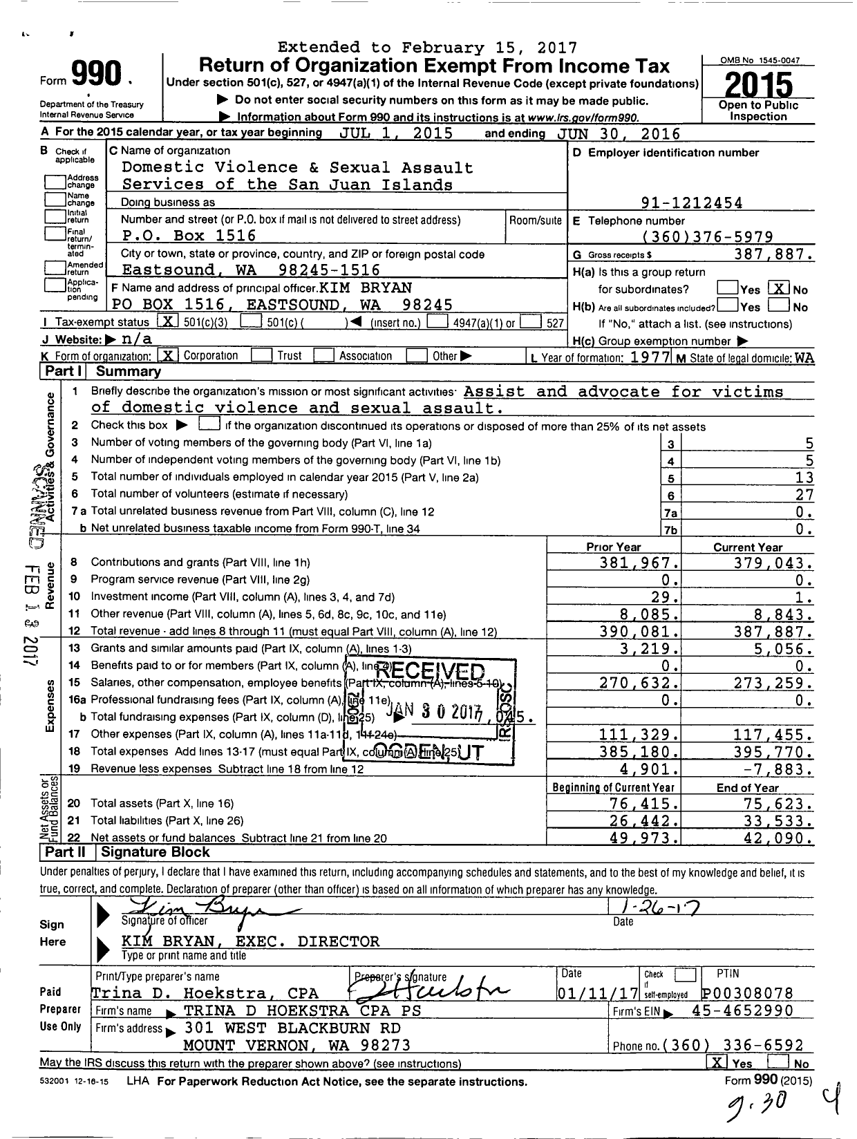 Image of first page of 2015 Form 990 for SAFE San Juans