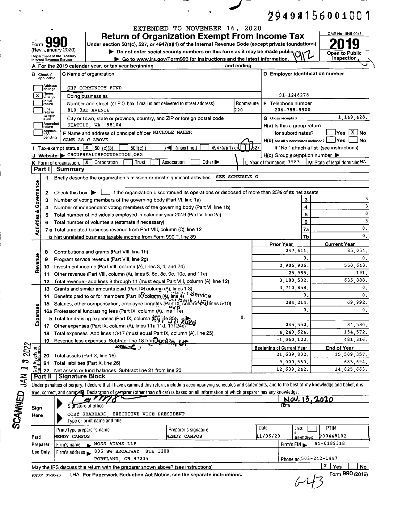 Image of first page of 2019 Form 990 for Inatai Community Fund