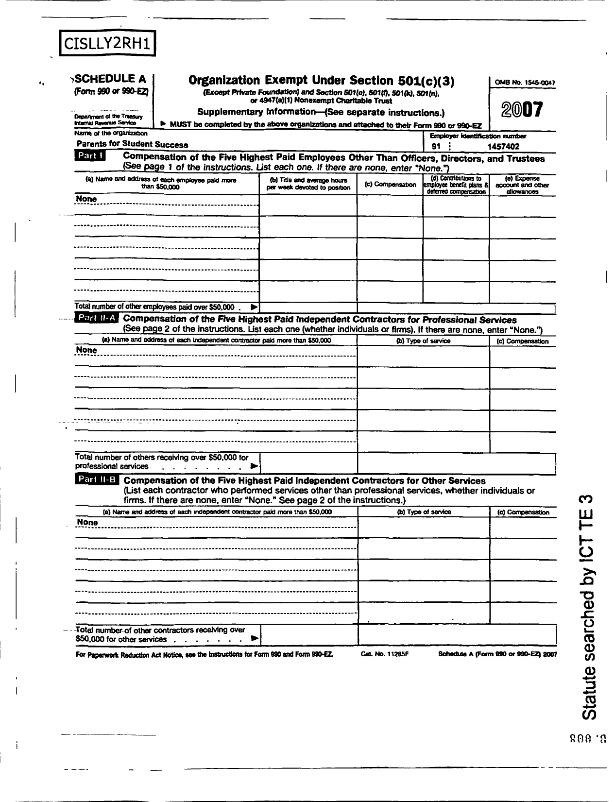 Image of first page of 2007 Form 990ER for Parents for Student Success