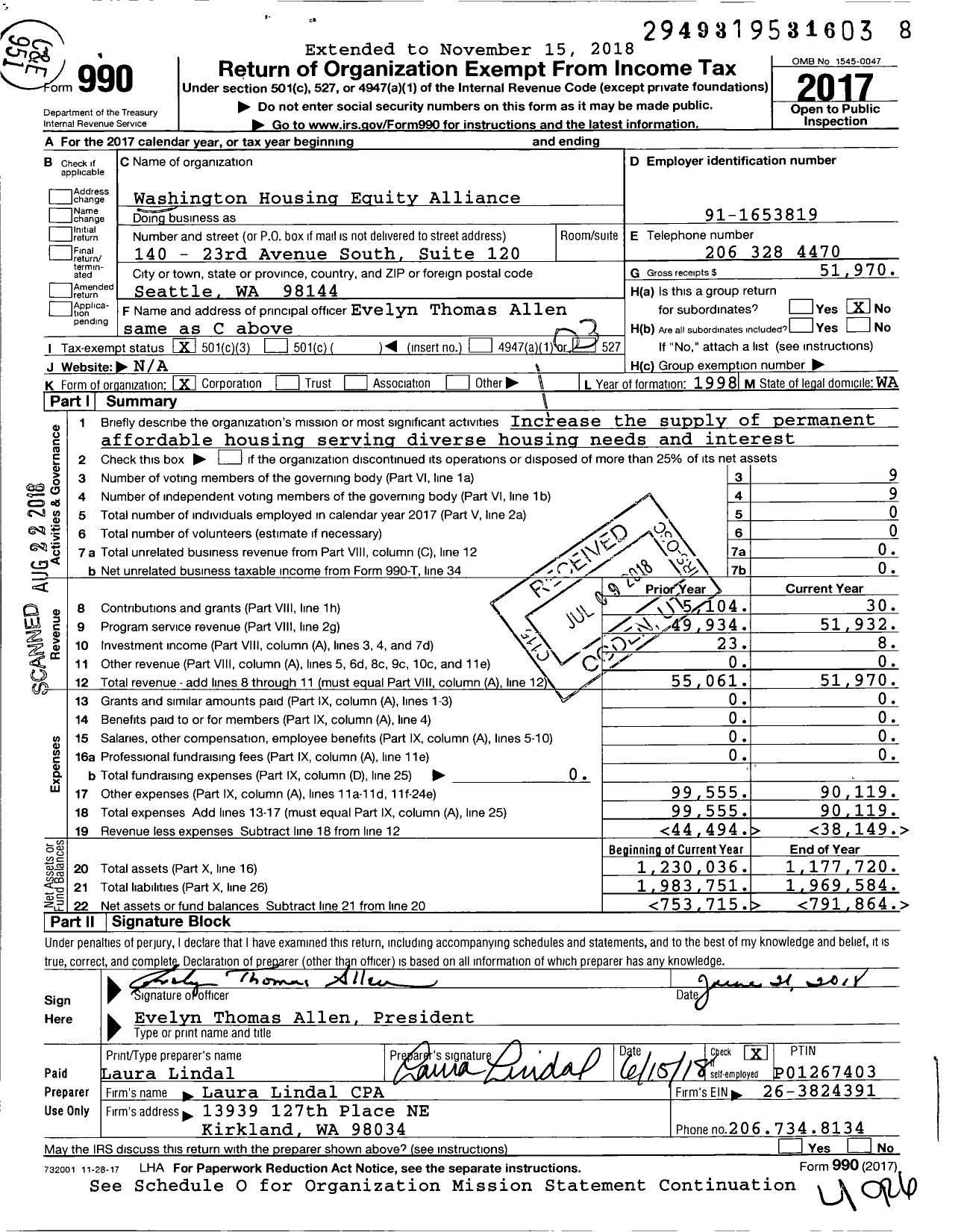 Image of first page of 2017 Form 990 for FAME - Equity Alliance of Washington