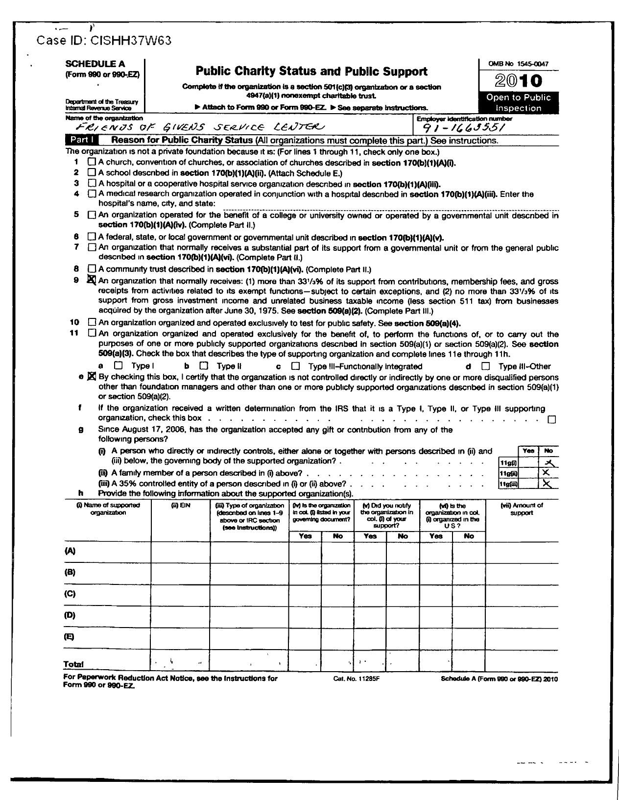 Image of first page of 2010 Form 990ER for Friends of Givens Senior Center