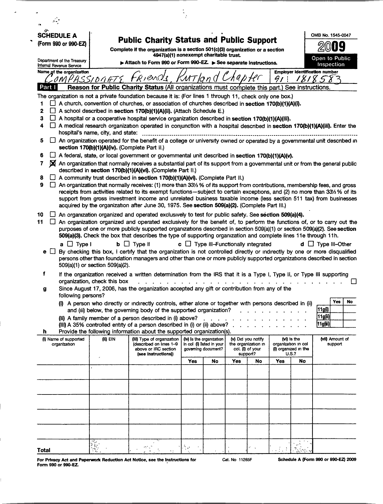 Image of first page of 2009 Form 990ER for The Compassionate Friends - 2003 TCF Rutland Region Chapter