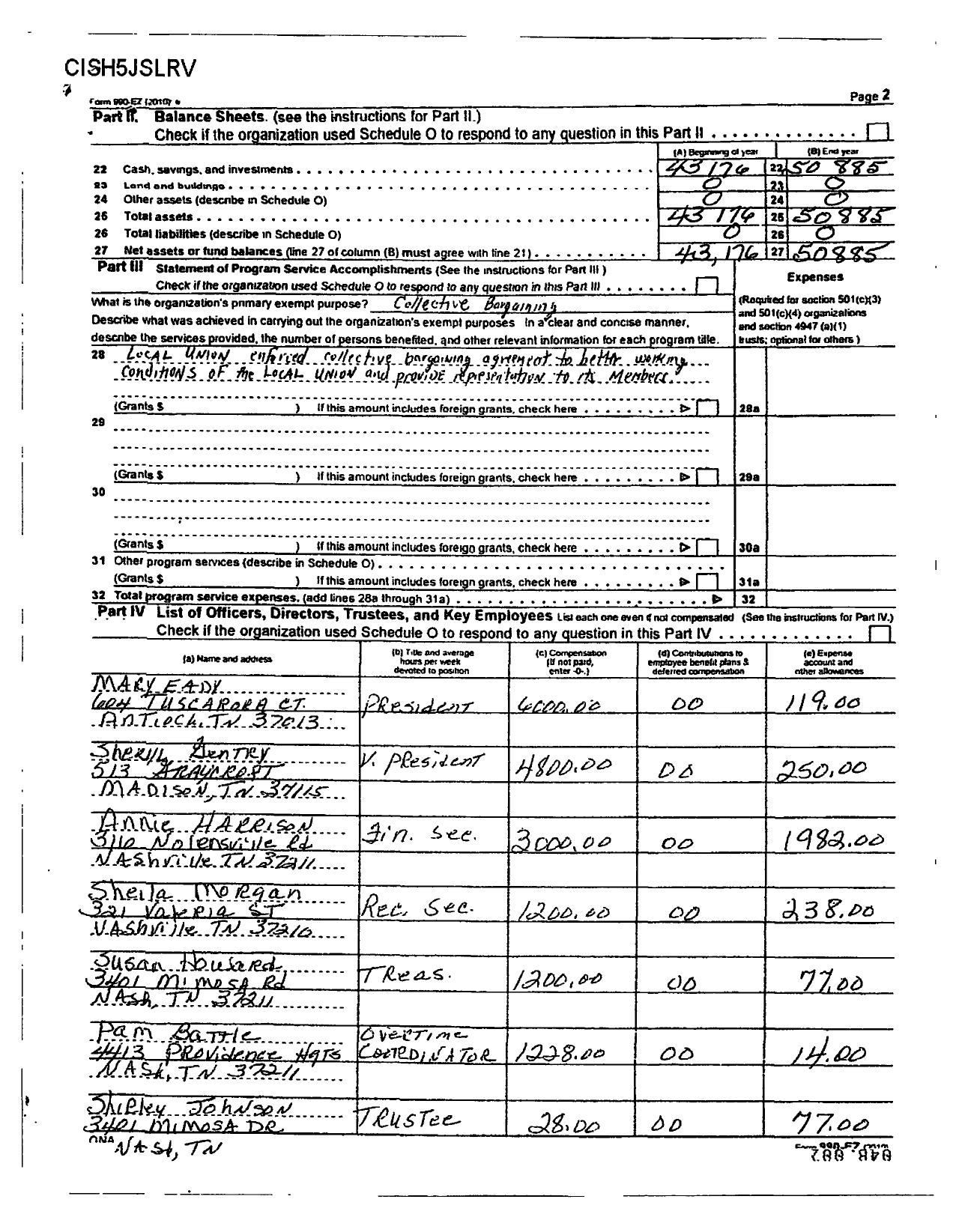 Image of first page of 2010 Form 990EOR for United Steelworkers - 09426 Local