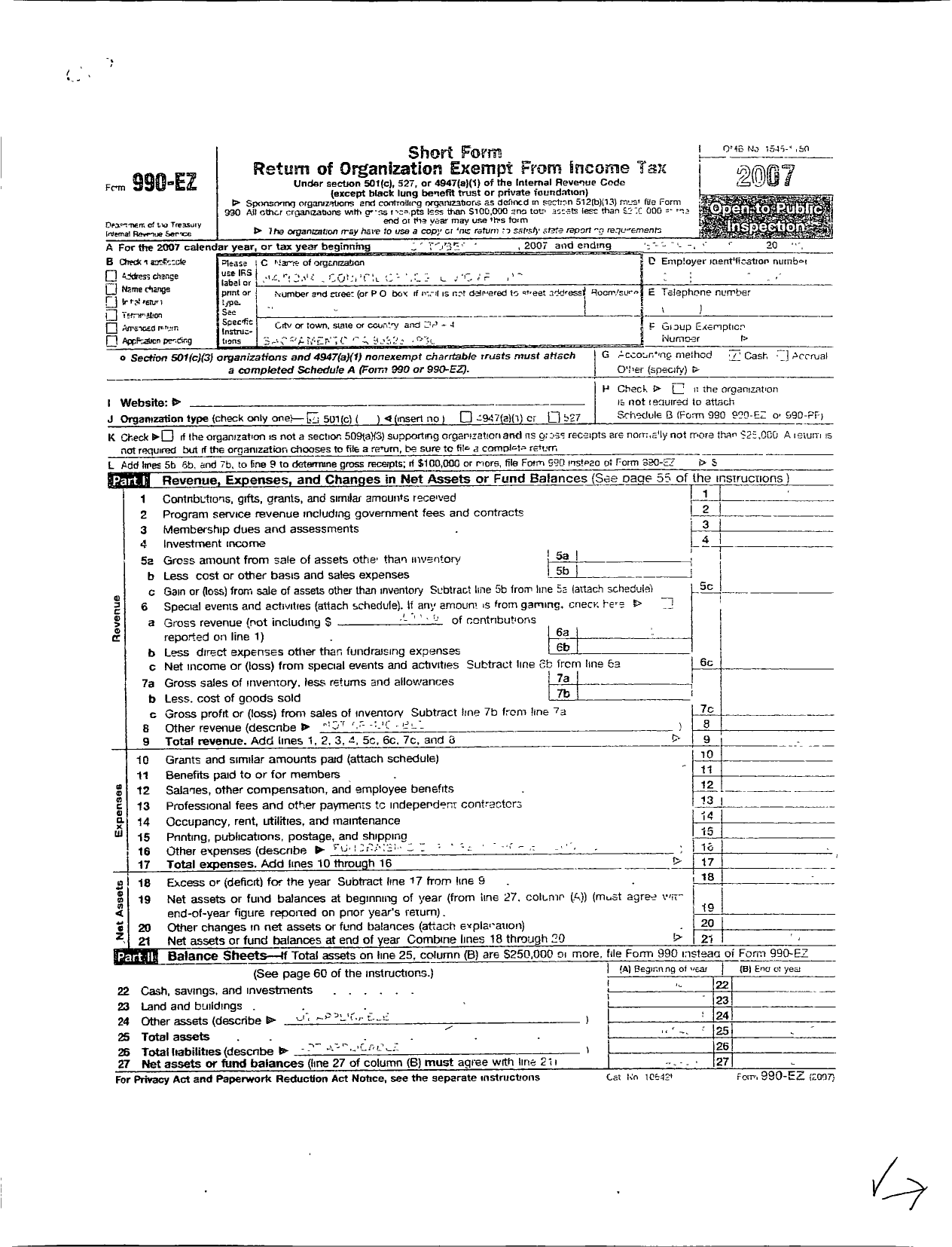 Image of first page of 2007 Form 990ER for National Council of Negro Women / Ca031 Sacremento Valley Section