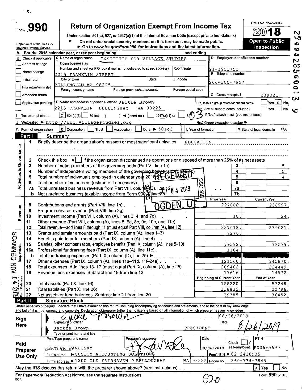 Image of first page of 2018 Form 990 for InPlace