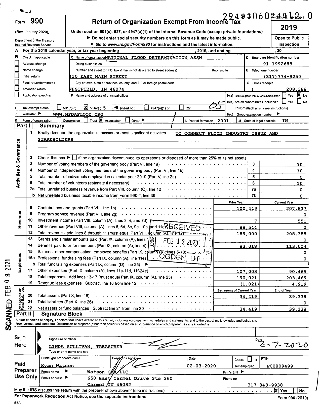 Image of first page of 2019 Form 990O for National Flood Association