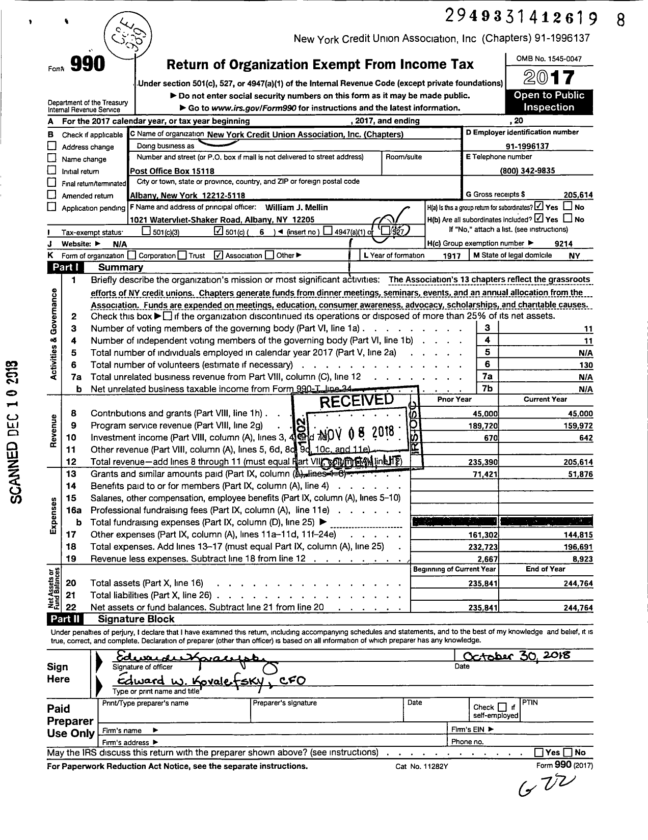 Image of first page of 2017 Form 990O for NYCUA Chapters