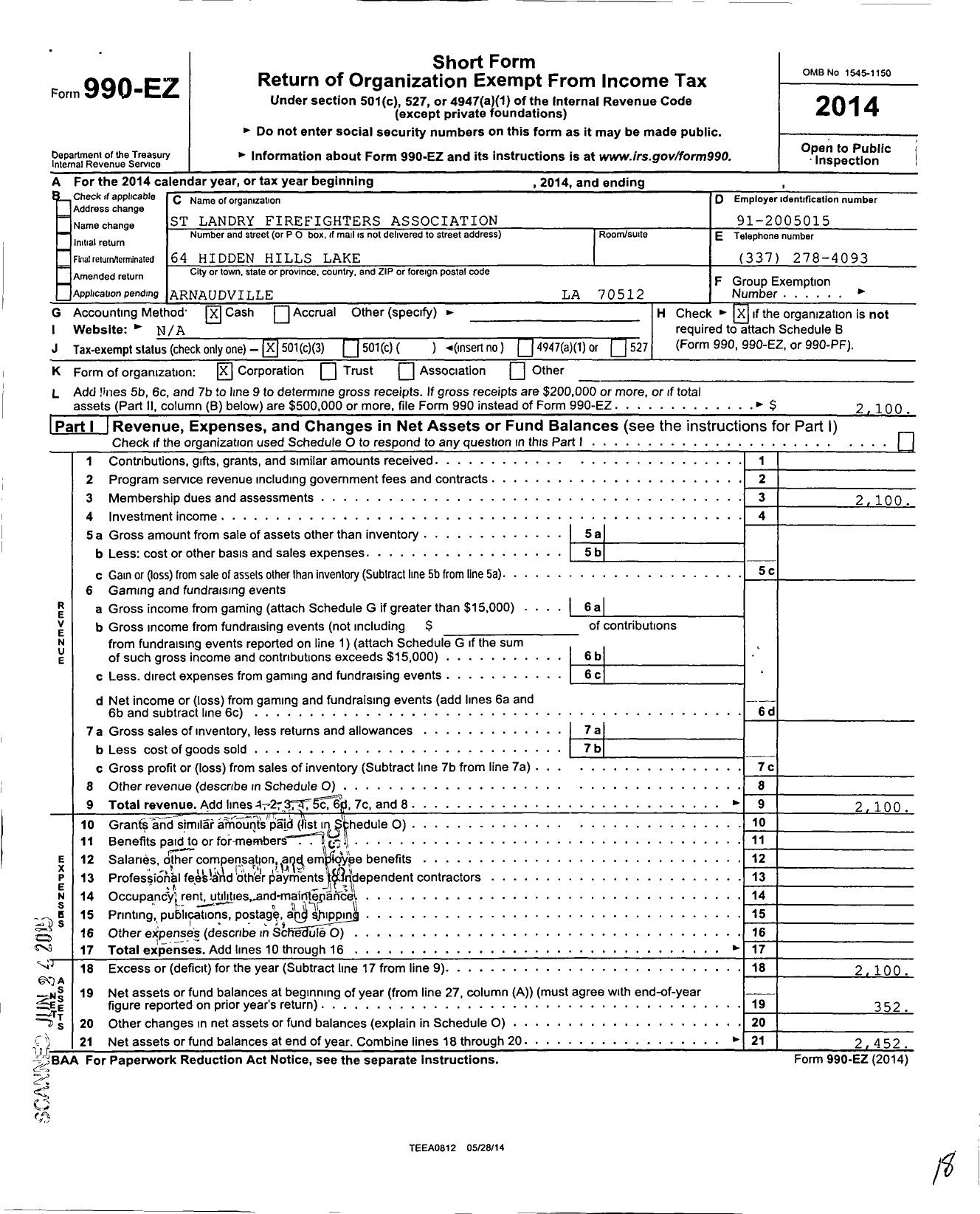 Image of first page of 2014 Form 990EZ for International Association of Fire Fighters