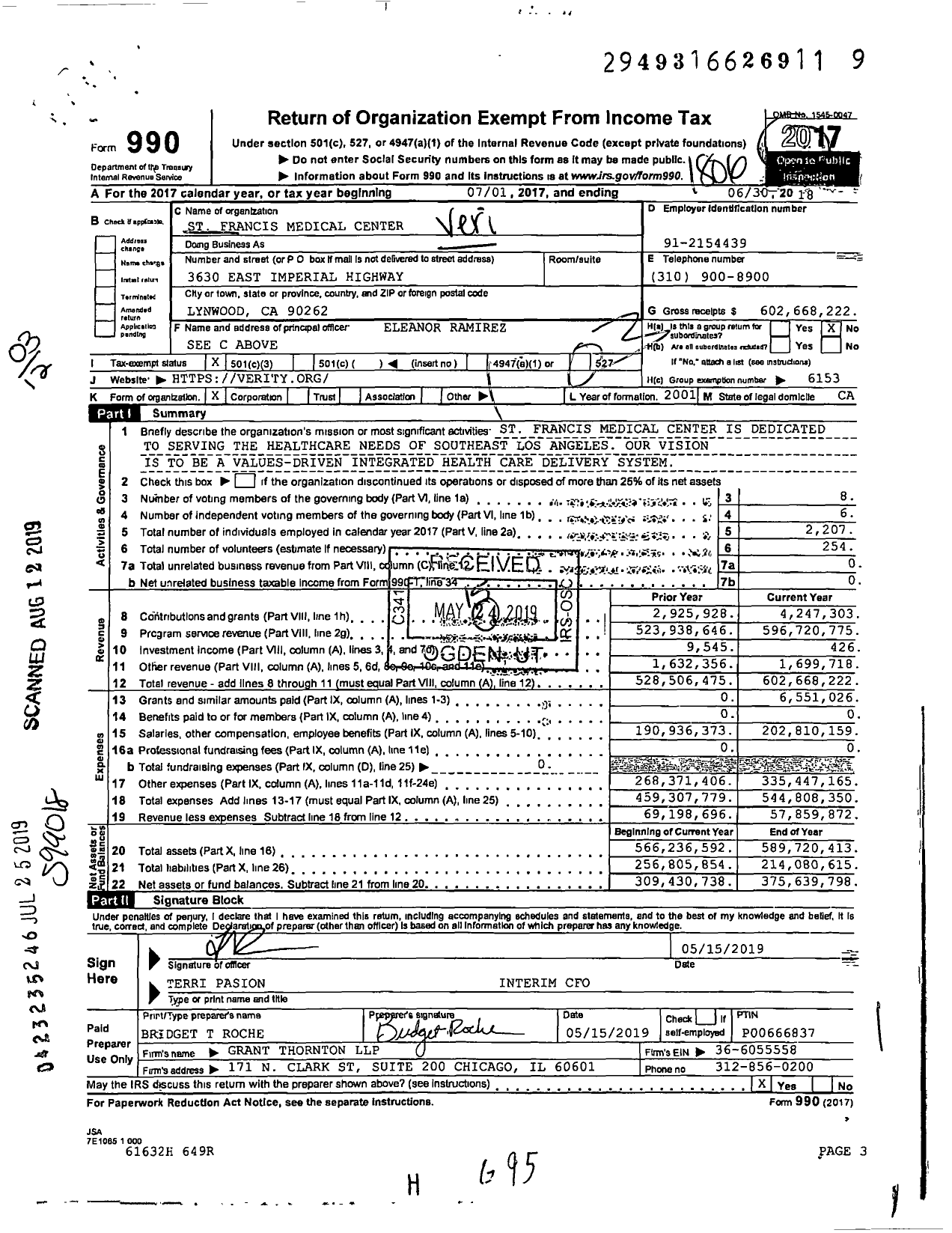 Image of first page of 2017 Form 990 for St Francis Medical Center Howard B Grobstein Liquidating Trustee
