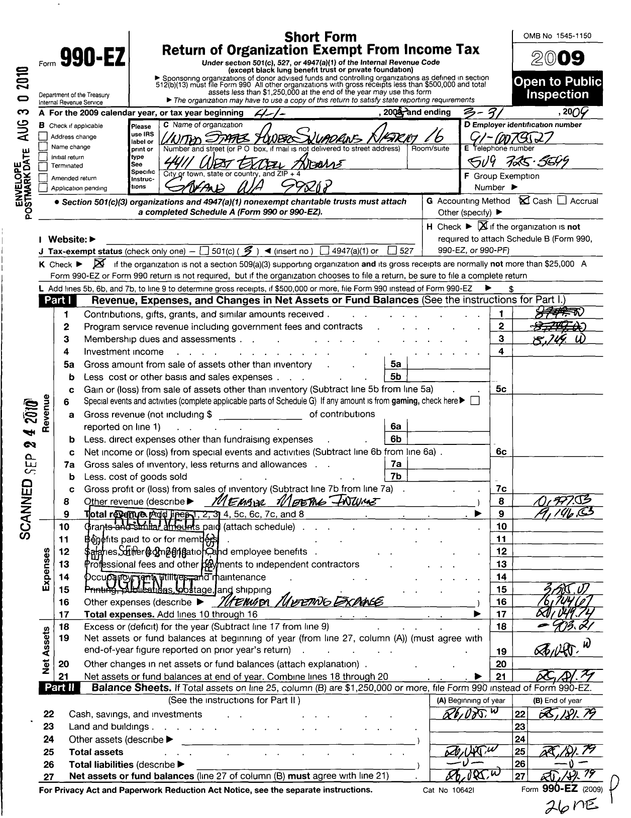 Image of first page of 2008 Form 990EZ for United States Power Squadrons - District 16