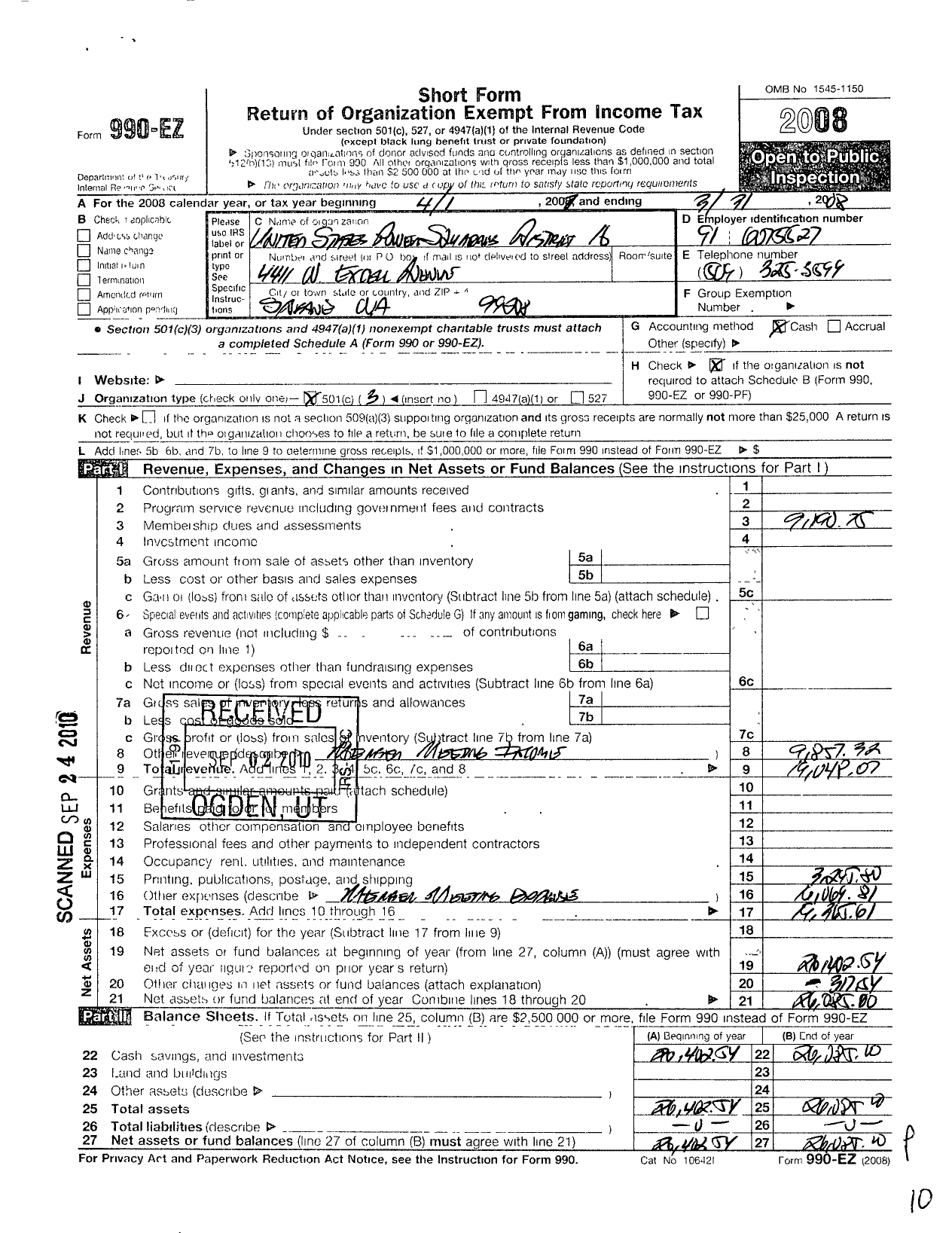 Image of first page of 2007 Form 990EZ for United States Power Squadrons - District 16