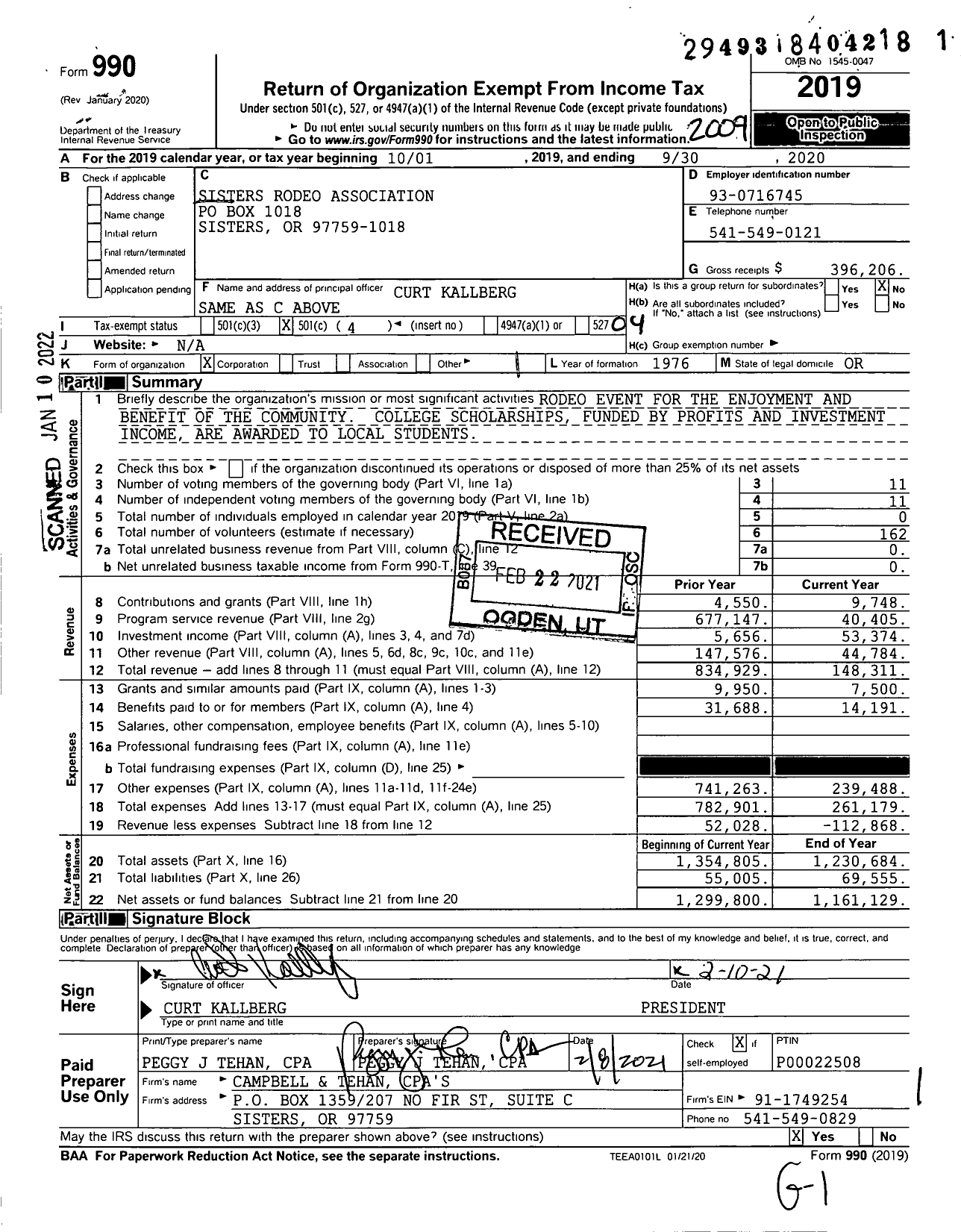 Image of first page of 2019 Form 990O for Sisters Rodeo Association