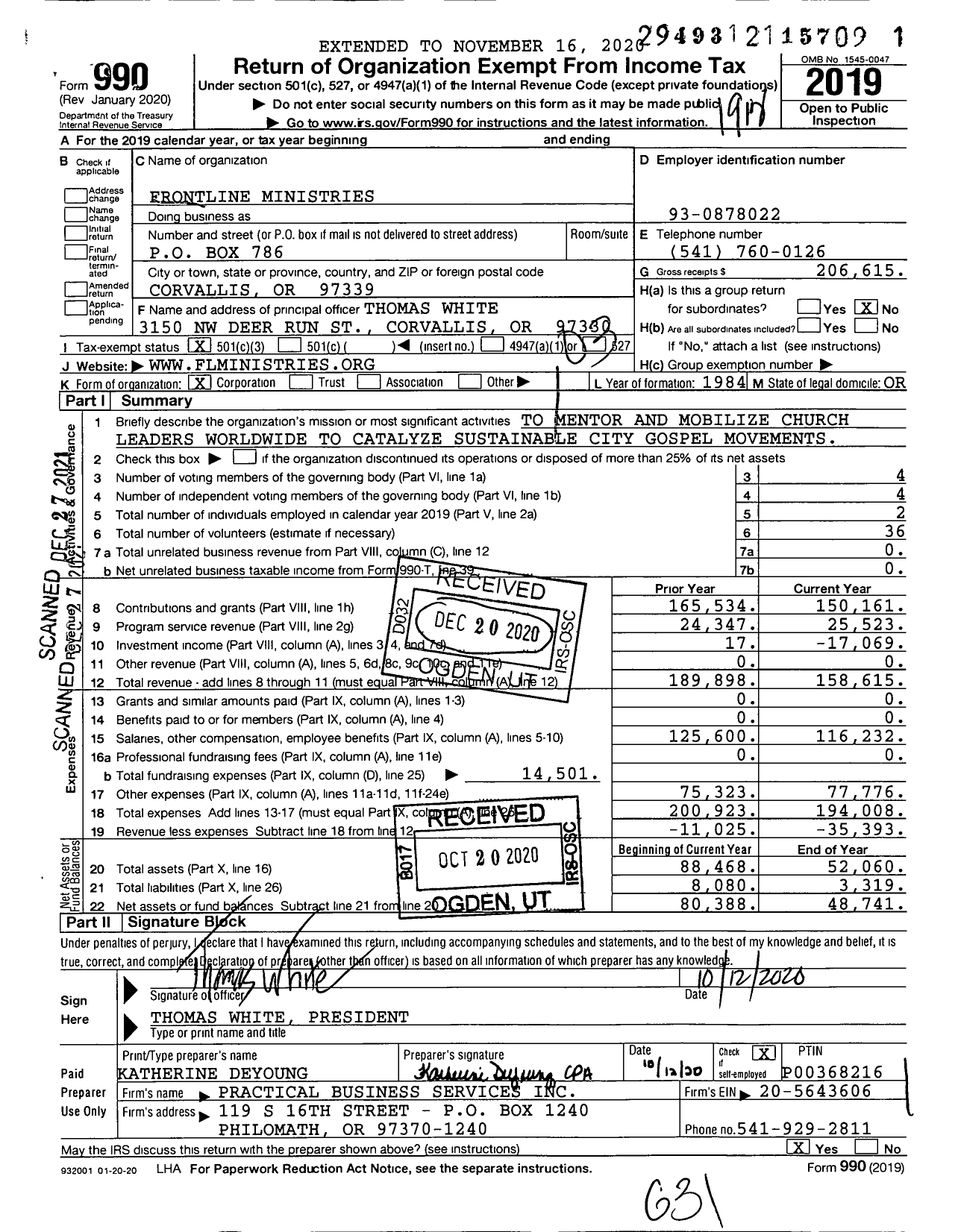 Image of first page of 2019 Form 990 for City Advance