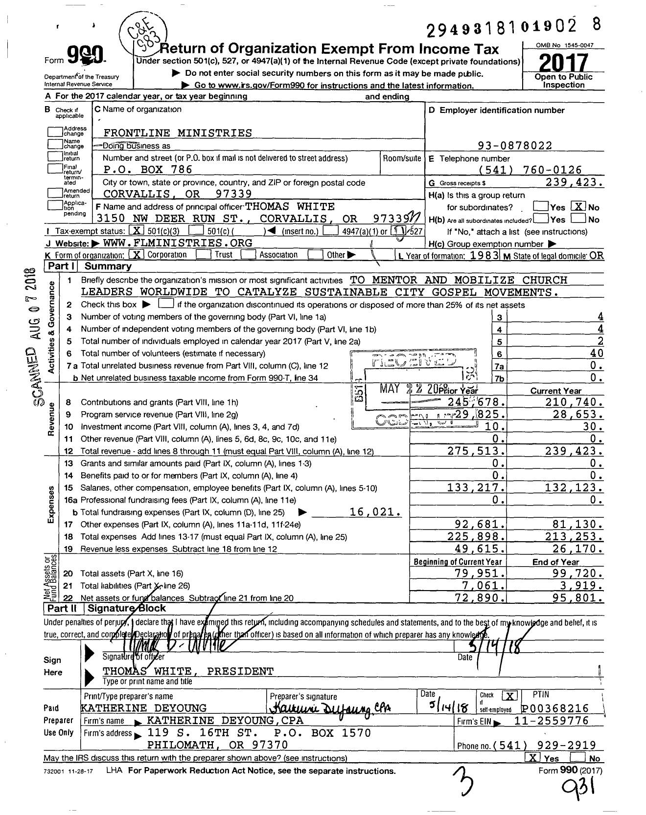 Image of first page of 2017 Form 990 for City Advance