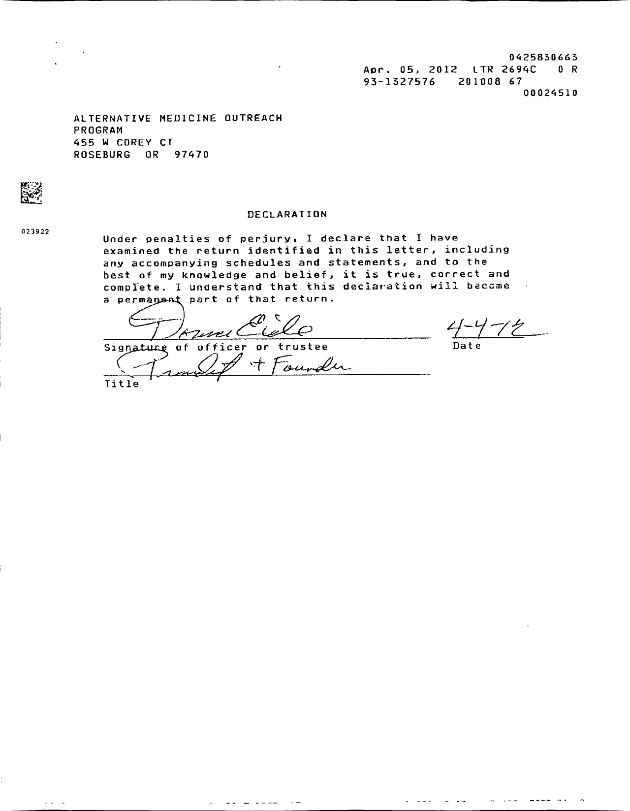 Image of first page of 2009 Form 990R for Alternative Medicine Outreach Program