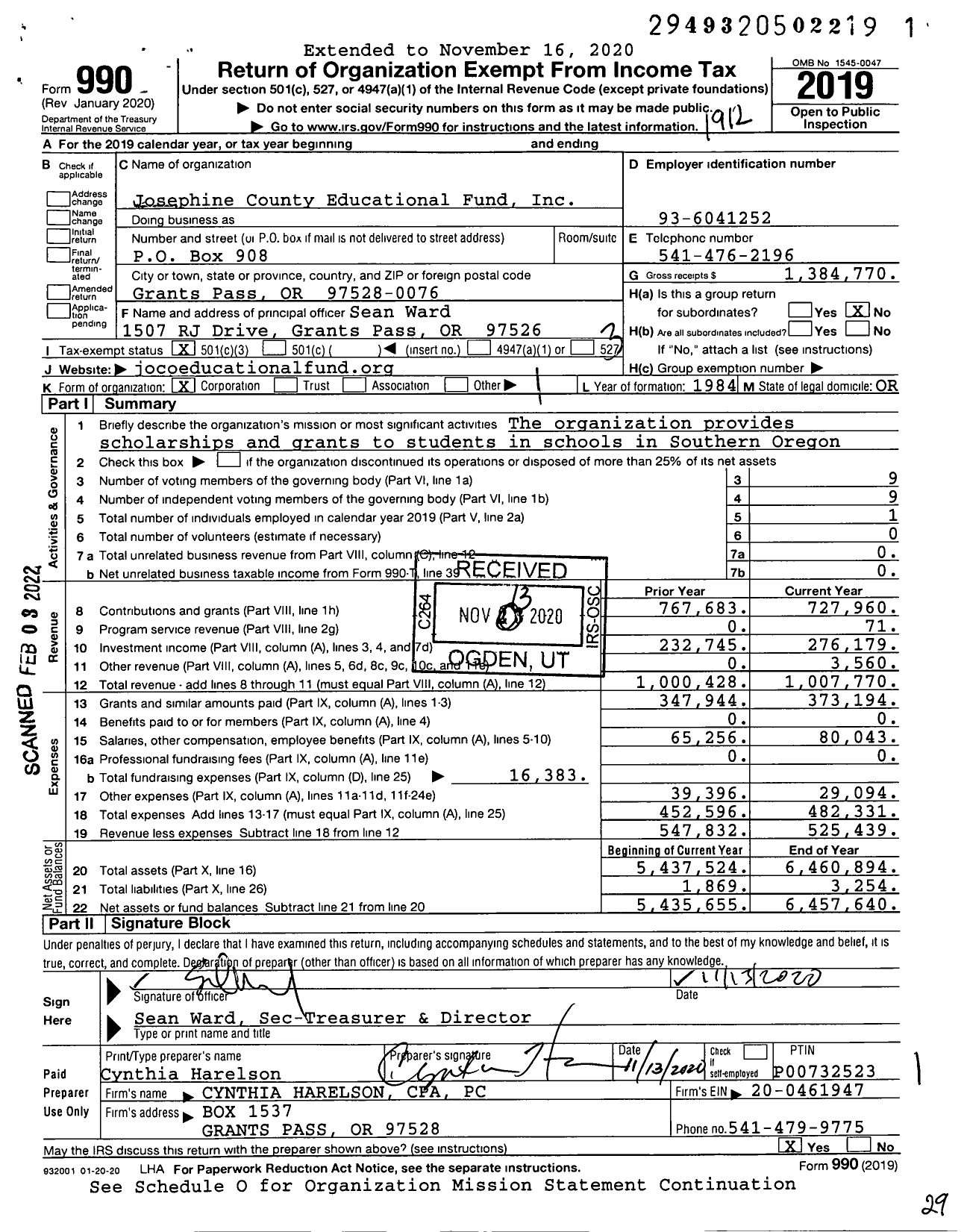 Image of first page of 2019 Form 990 for Redwood Foundation for Education