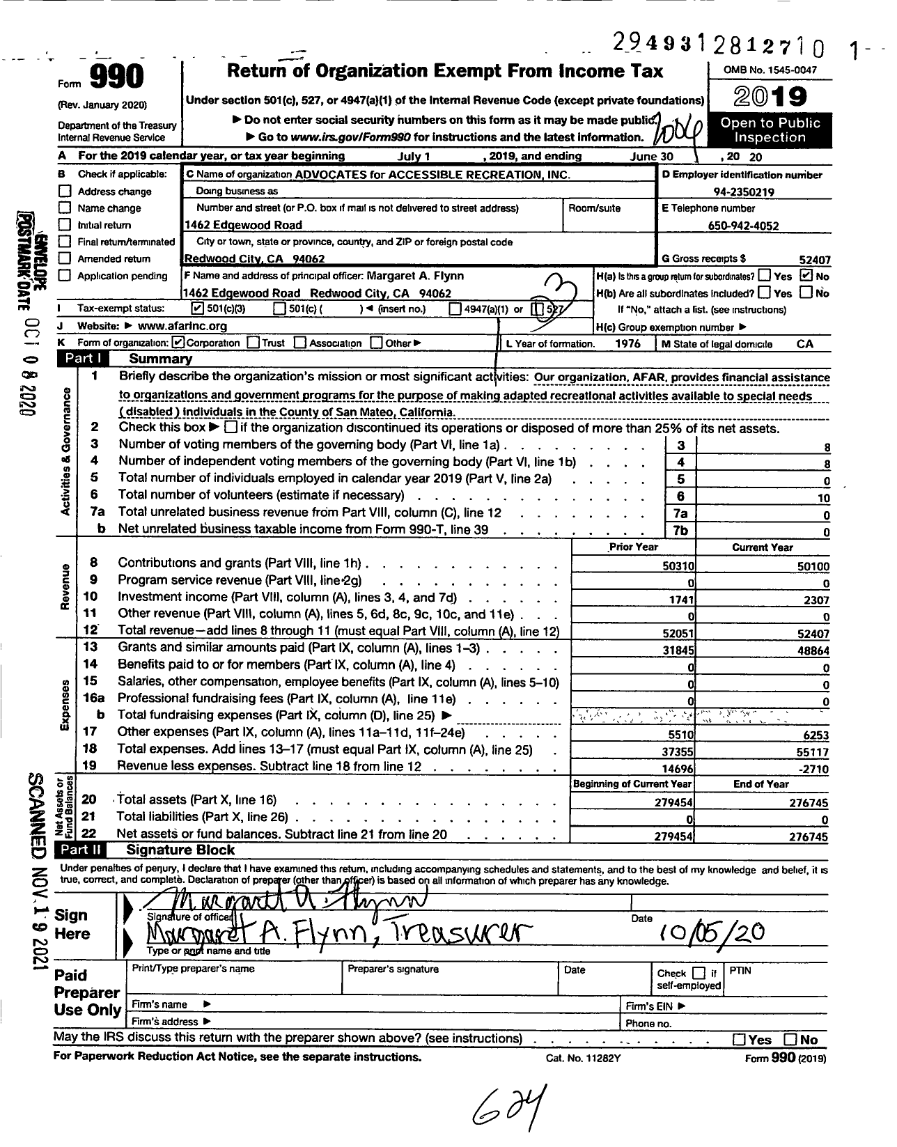 Image of first page of 2019 Form 990 for Advocates for Accessible Recreation