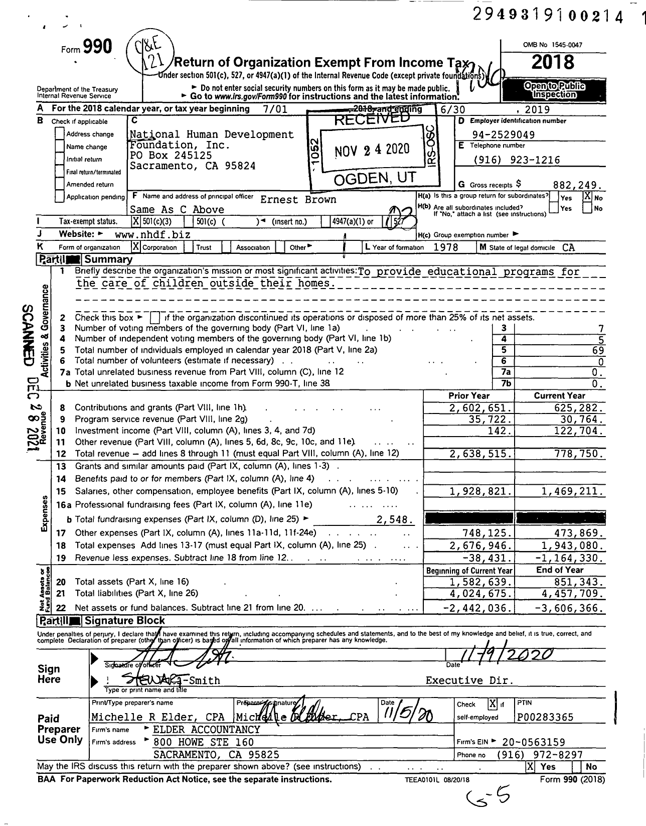 Image of first page of 2018 Form 990 for National Human Development Foundation