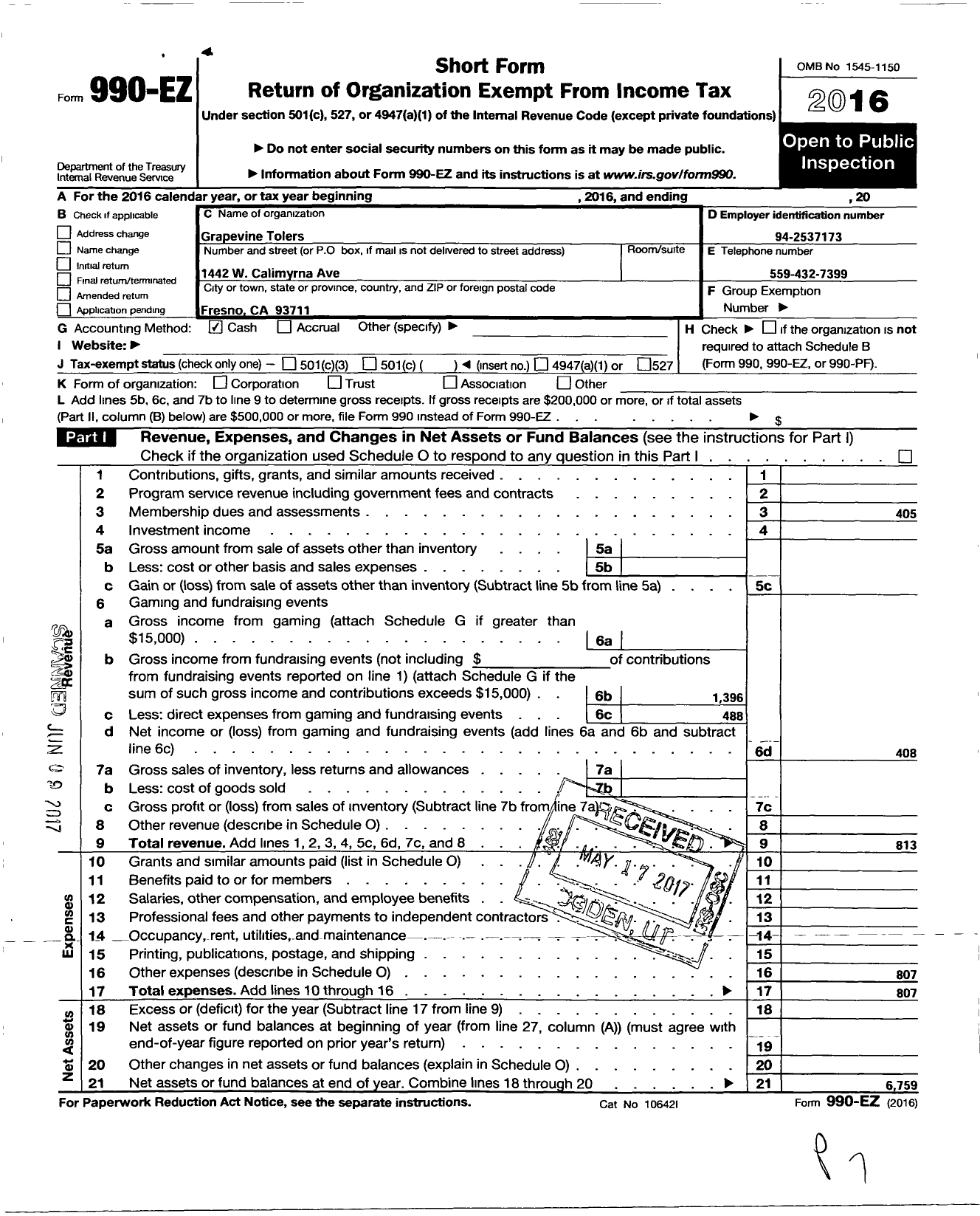 Image of first page of 2016 Form 990EO for National Society of Tole and Decorative Painters / Grapevine Tolers