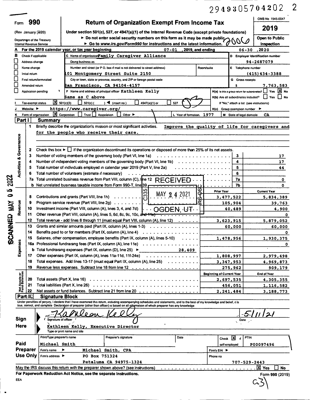 Image of first page of 2019 Form 990 for Family Caregiver Alliance (FCA)