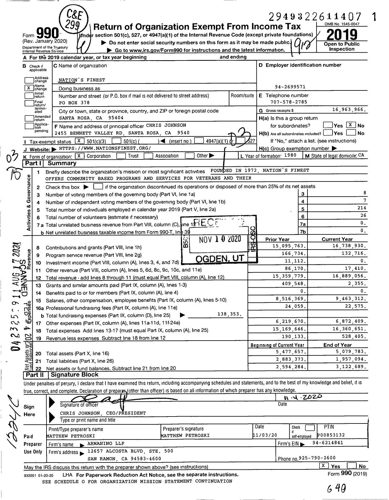 Image of first page of 2019 Form 990 for Nation's Finest