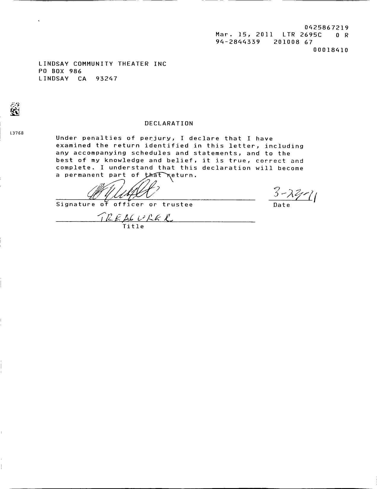 Image of first page of 2009 Form 990ER for Lindsay Community Theater