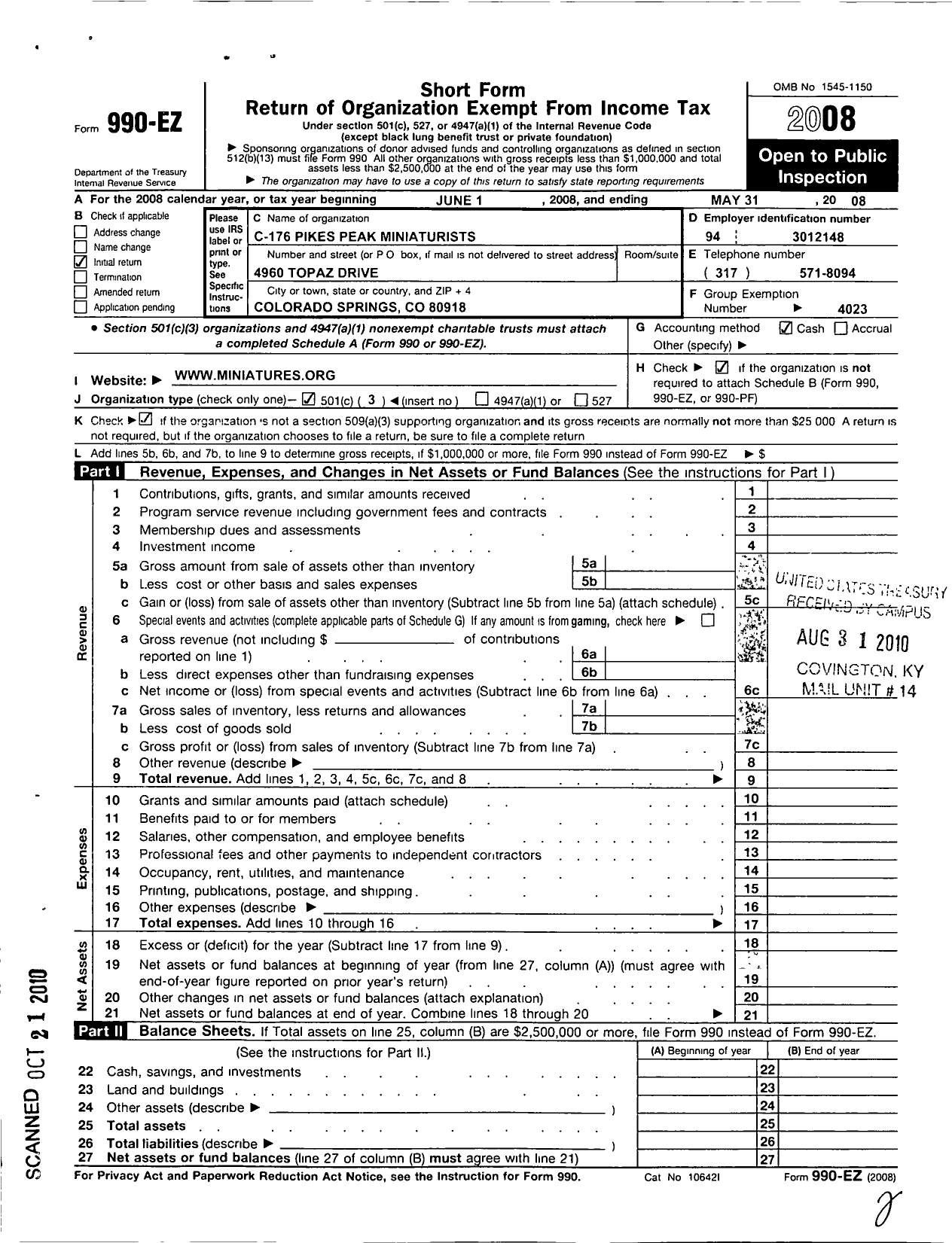 Image of first page of 2007 Form 990EZ for National Association of Miniature Enthusiasts / C-176 Pikes Peak Miniaturists