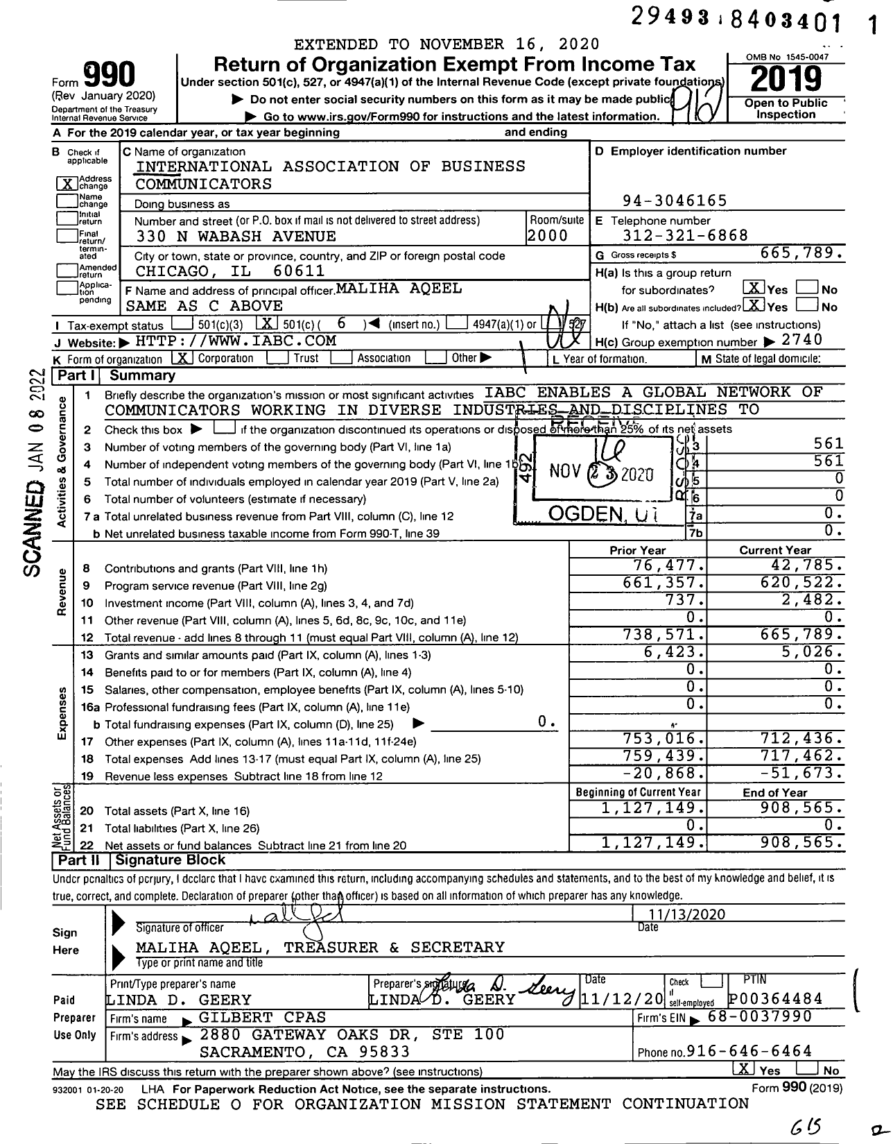 Image of first page of 2019 Form 990O for International Association of Business Communicators / Group Return