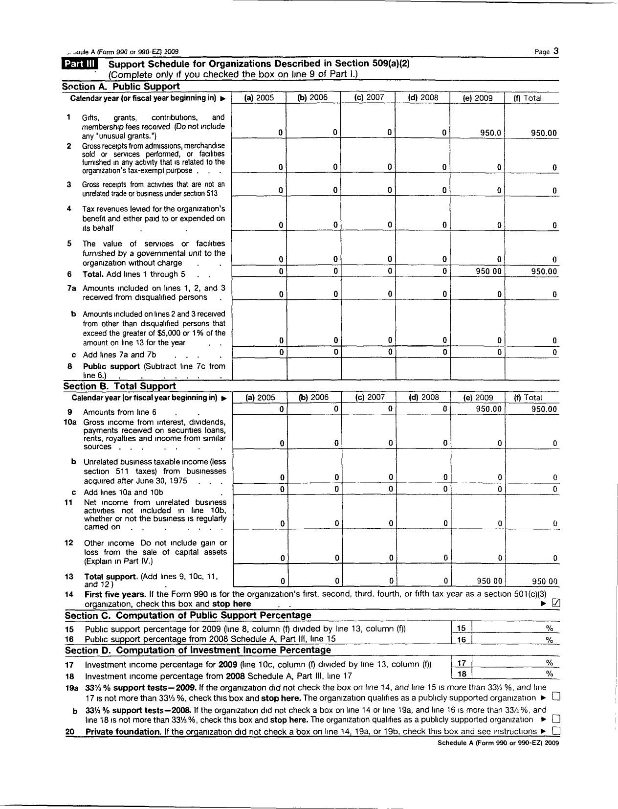 Image of first page of 2008 Form 990ER for Little League Baseball - Mount Eden Little League