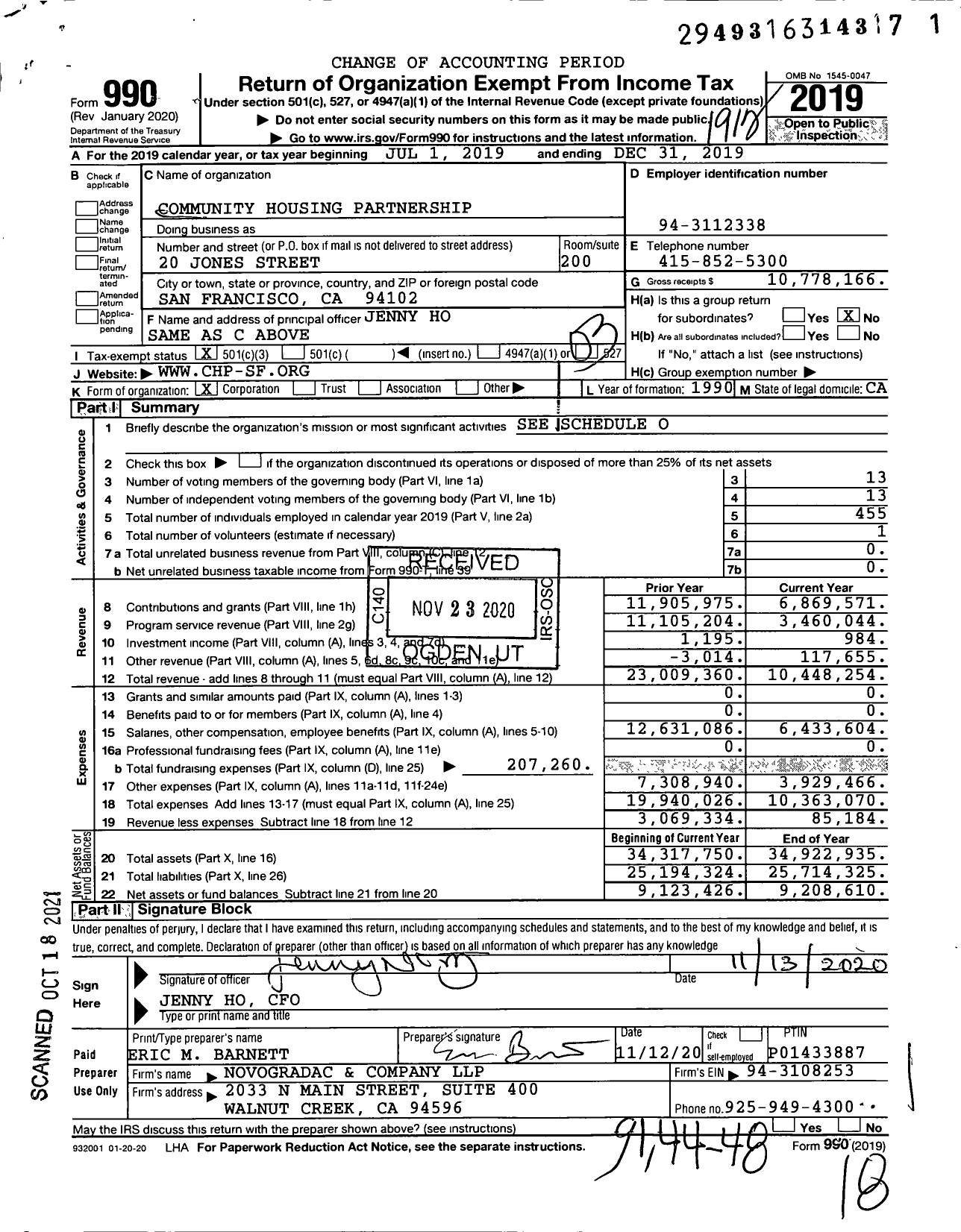 Image of first page of 2019 Form 990 for HomeRise