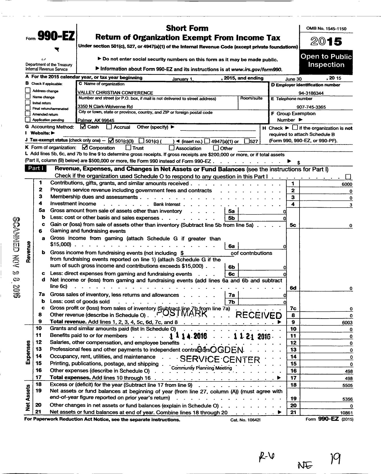 Image of first page of 2014 Form 990EZ for Valley Interfaith Action