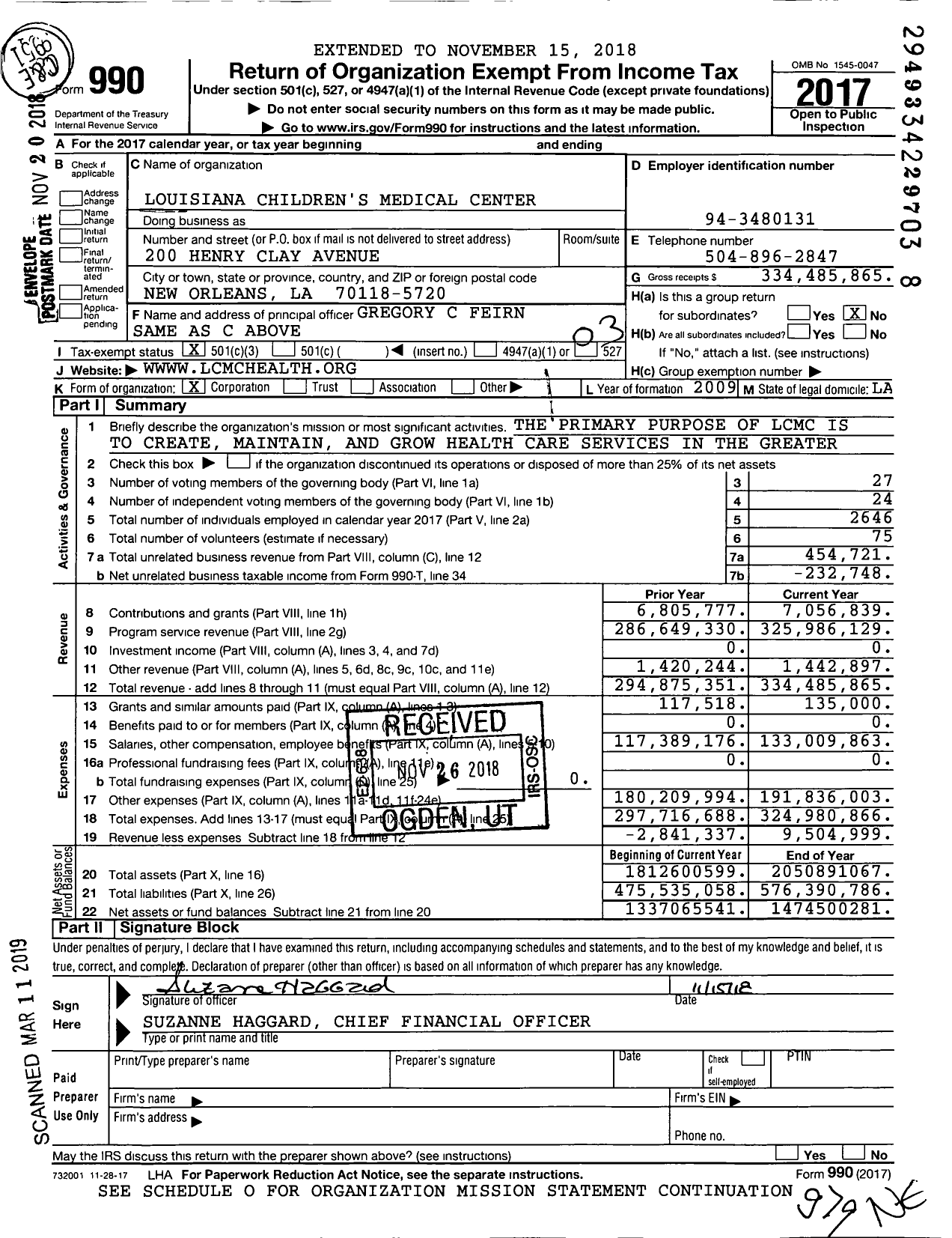 Image of first page of 2017 Form 990 for LCMC Health
