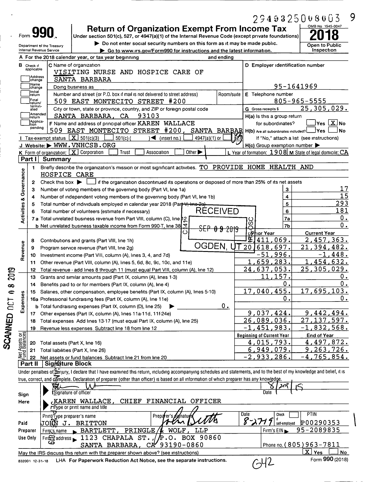 Image of first page of 2018 Form 990 for Vna Health
