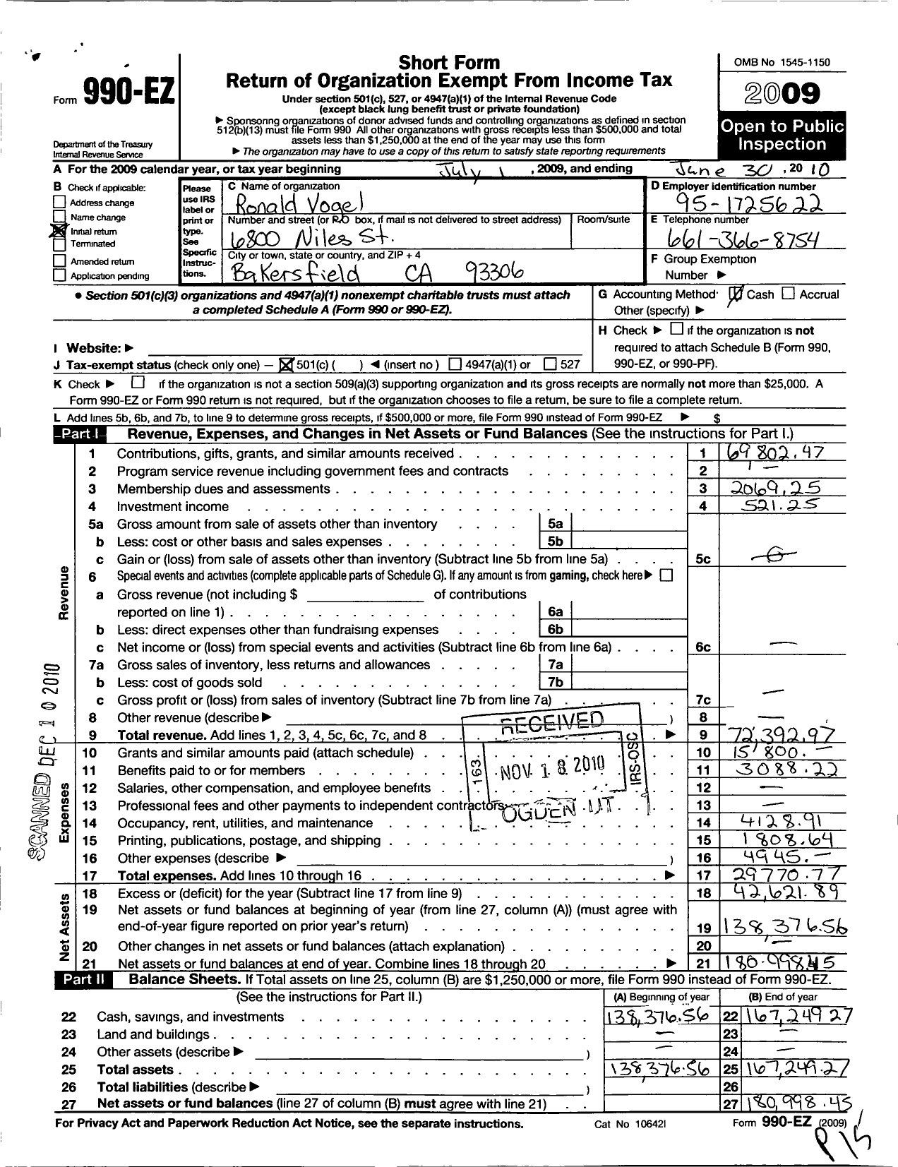 Image of first page of 2009 Form 990EO for Disabled American Veterans - 20 Bakersfield